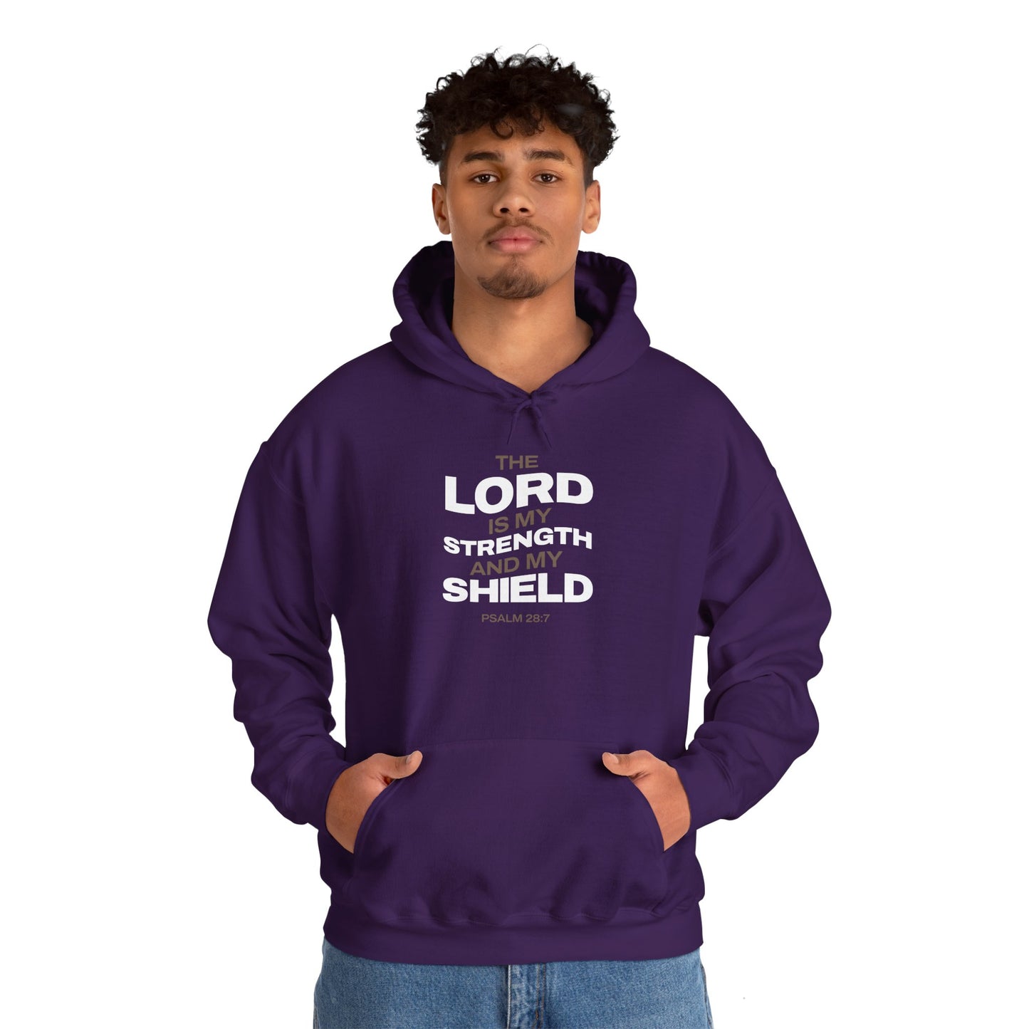 "The Lord Is My Strength and My Shield Psalm 28:7" Unisex Heavy Blend™ Hoodies - The Shield of Light