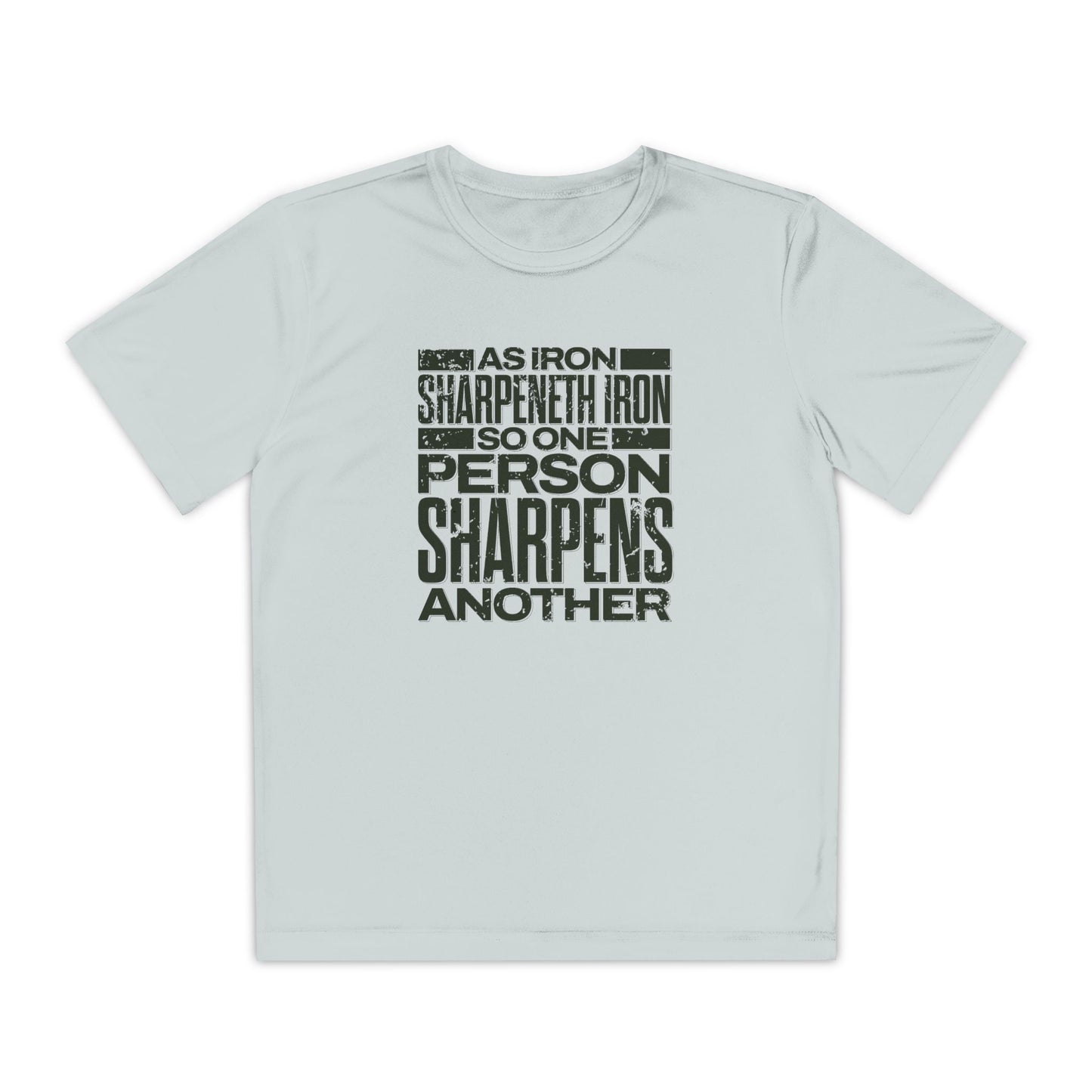 "As Iron Sharpeneth Iron So One Person Sharpens Another" Unisex Youth Competitor Tee - The Shield of Light