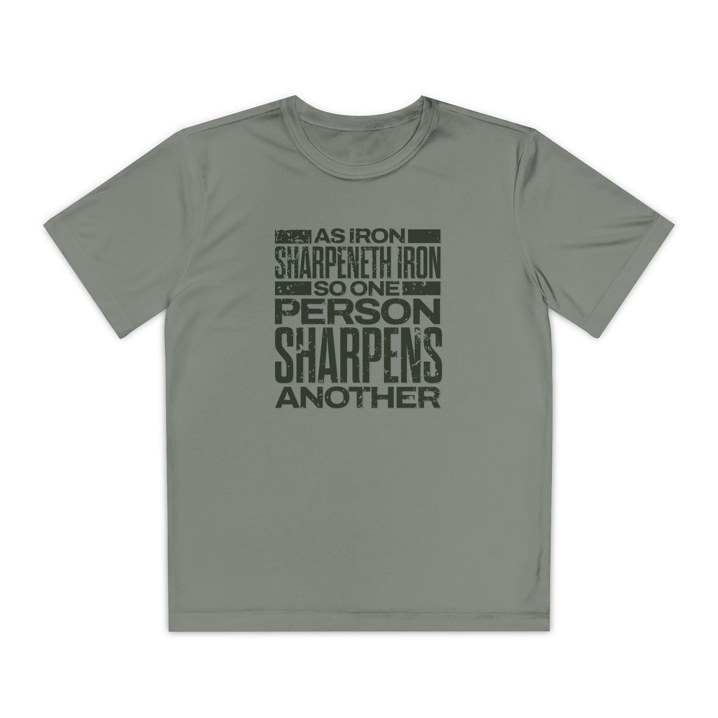"As Iron Sharpeneth Iron So One Person Sharpens Another" Unisex Youth Competitor Tee - The Shield of Light