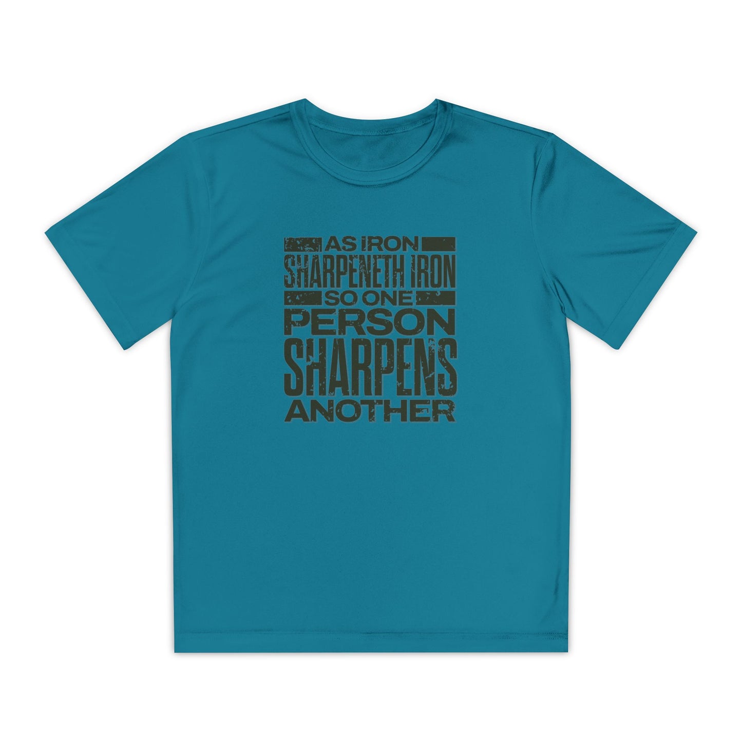 "As Iron Sharpeneth Iron So One Person Sharpens Another" Unisex Youth Competitor Tee - The Shield of Light