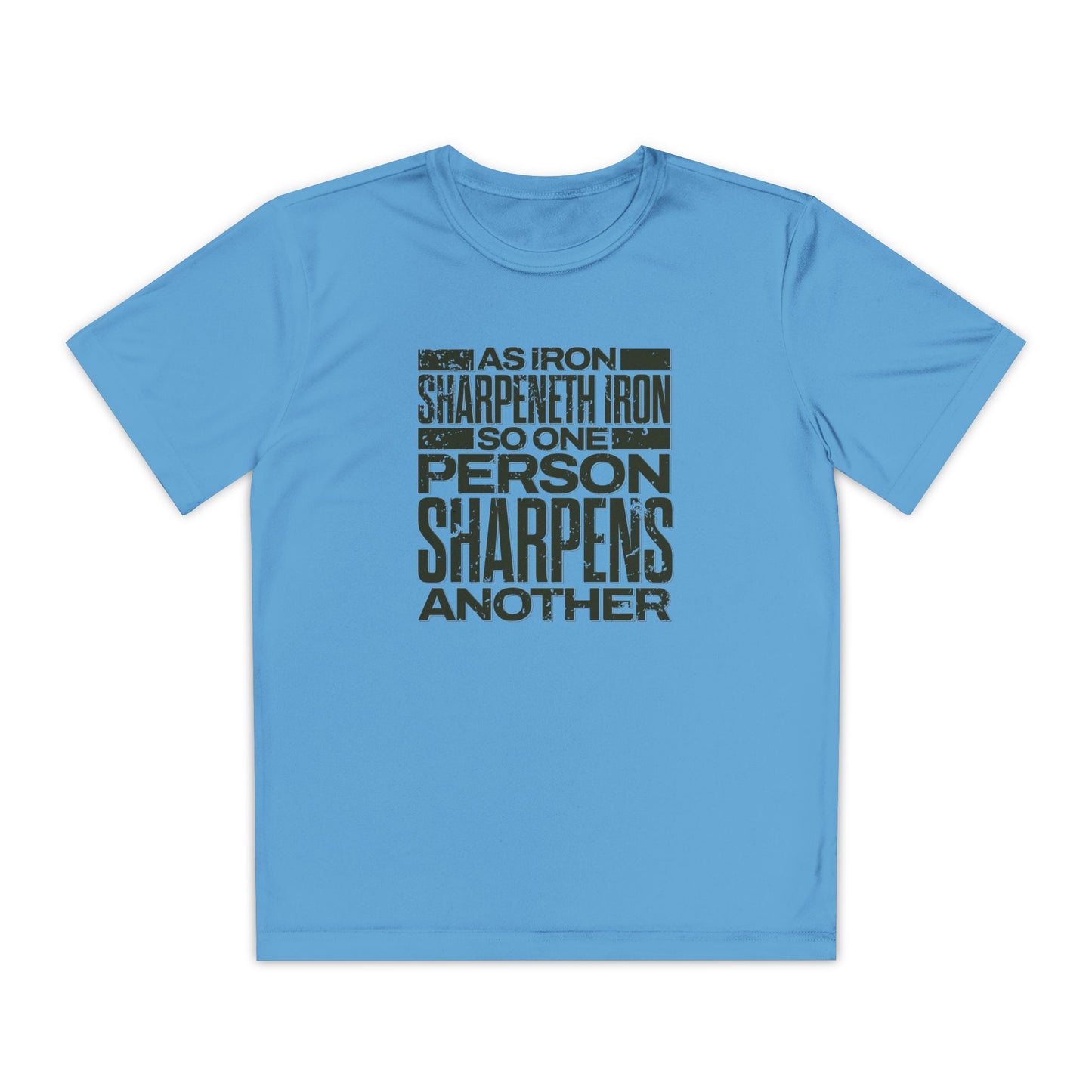 "As Iron Sharpeneth Iron So One Person Sharpens Another" Unisex Youth Competitor Tee - The Shield of Light