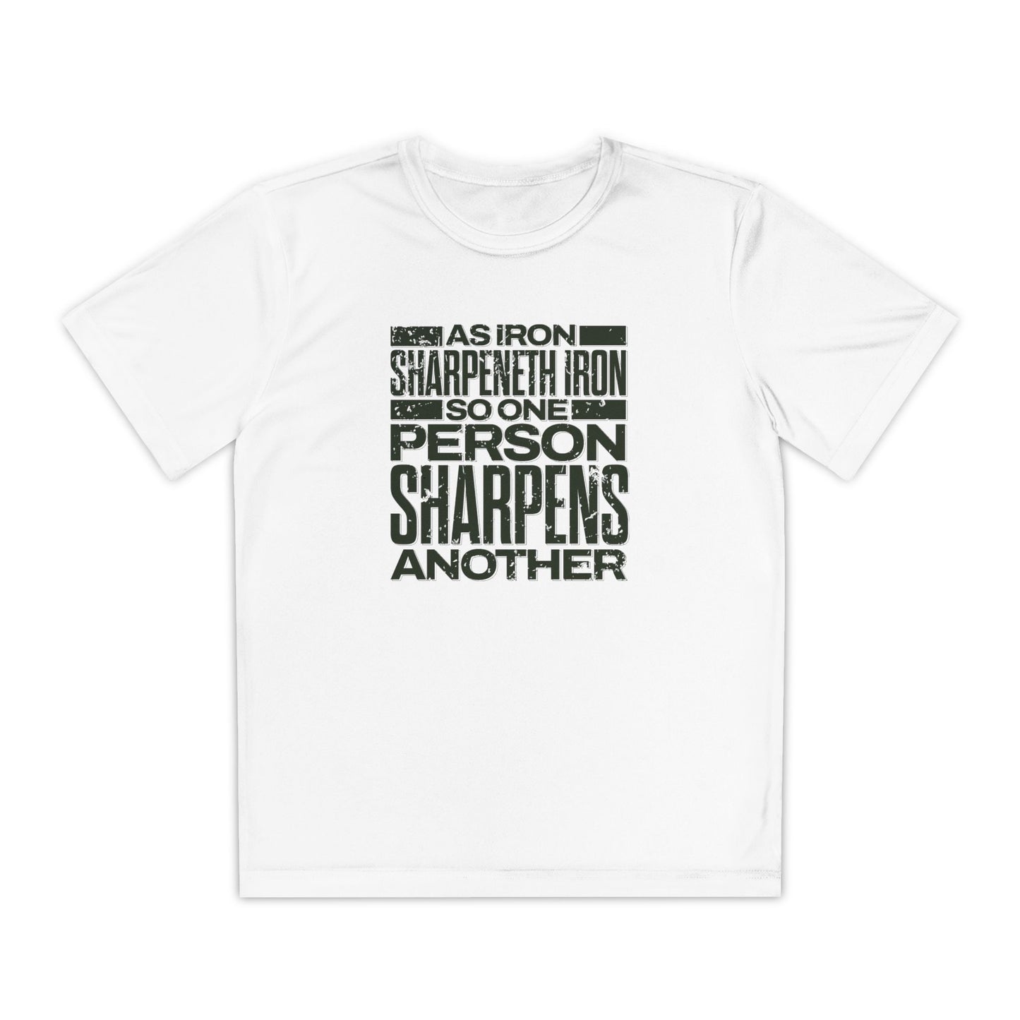"As Iron Sharpeneth Iron So One Person Sharpens Another" Unisex Youth Competitor Tee - The Shield of Light