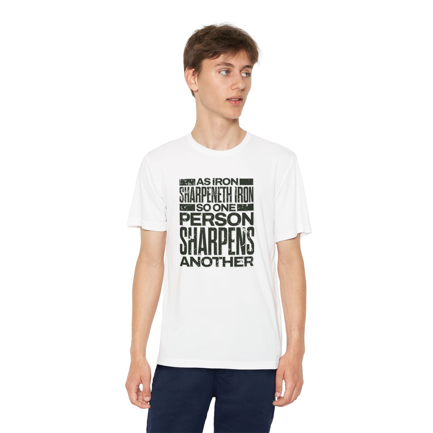 "As Iron Sharpeneth Iron So One Person Sharpens Another" Unisex Youth Competitor Tee - The Shield of Light