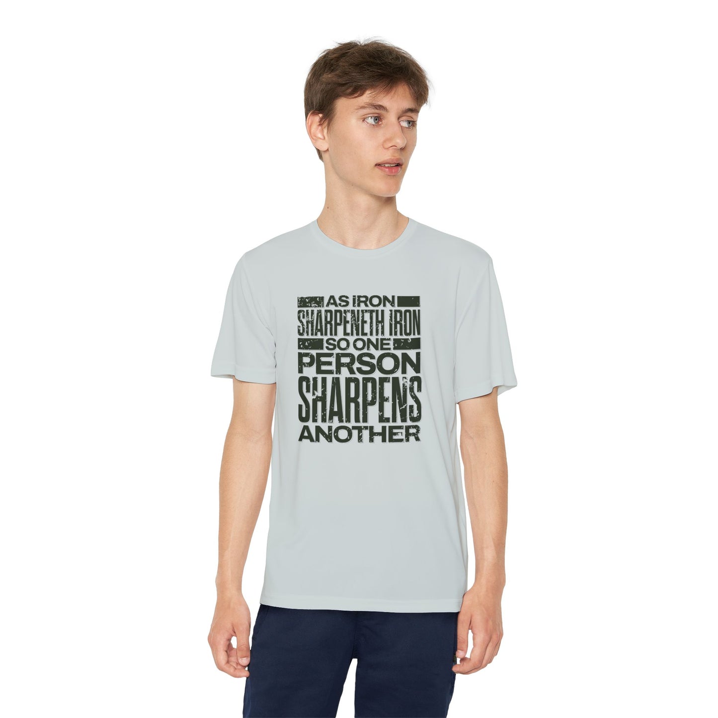 "As Iron Sharpeneth Iron So One Person Sharpens Another" Unisex Youth Competitor Tee - The Shield of Light