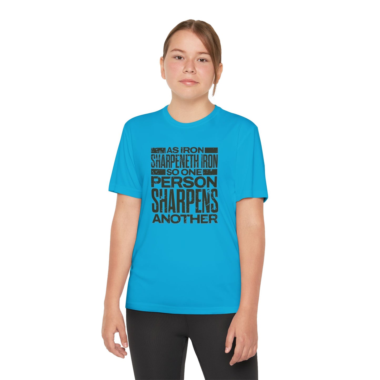 "As Iron Sharpeneth Iron So One Person Sharpens Another" Unisex Youth Competitor Tee - The Shield of Light