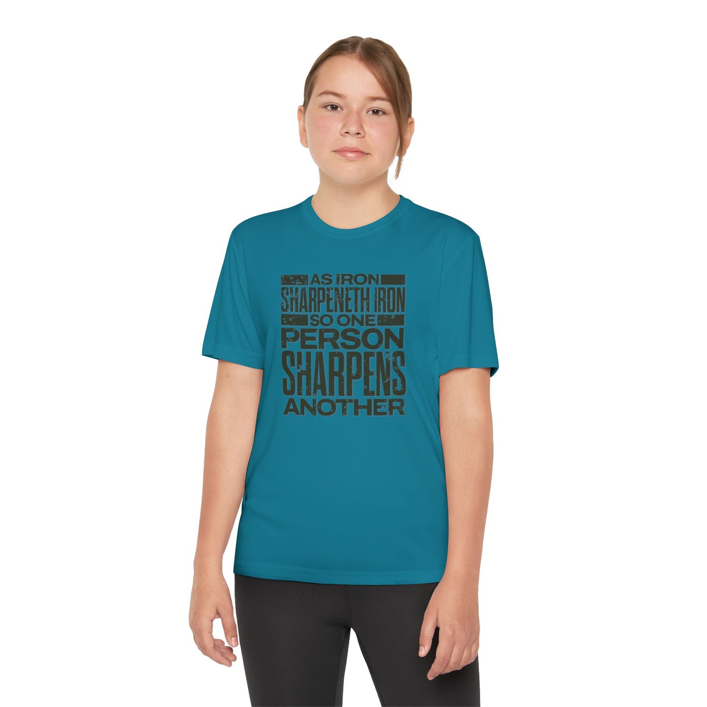 "As Iron Sharpeneth Iron So One Person Sharpens Another" Unisex Youth Competitor Tee - The Shield of Light