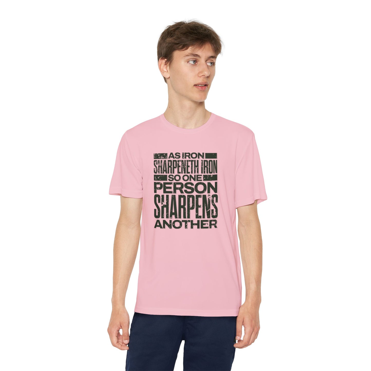 "As Iron Sharpeneth Iron So One Person Sharpens Another" Unisex Youth Competitor Tee - The Shield of Light