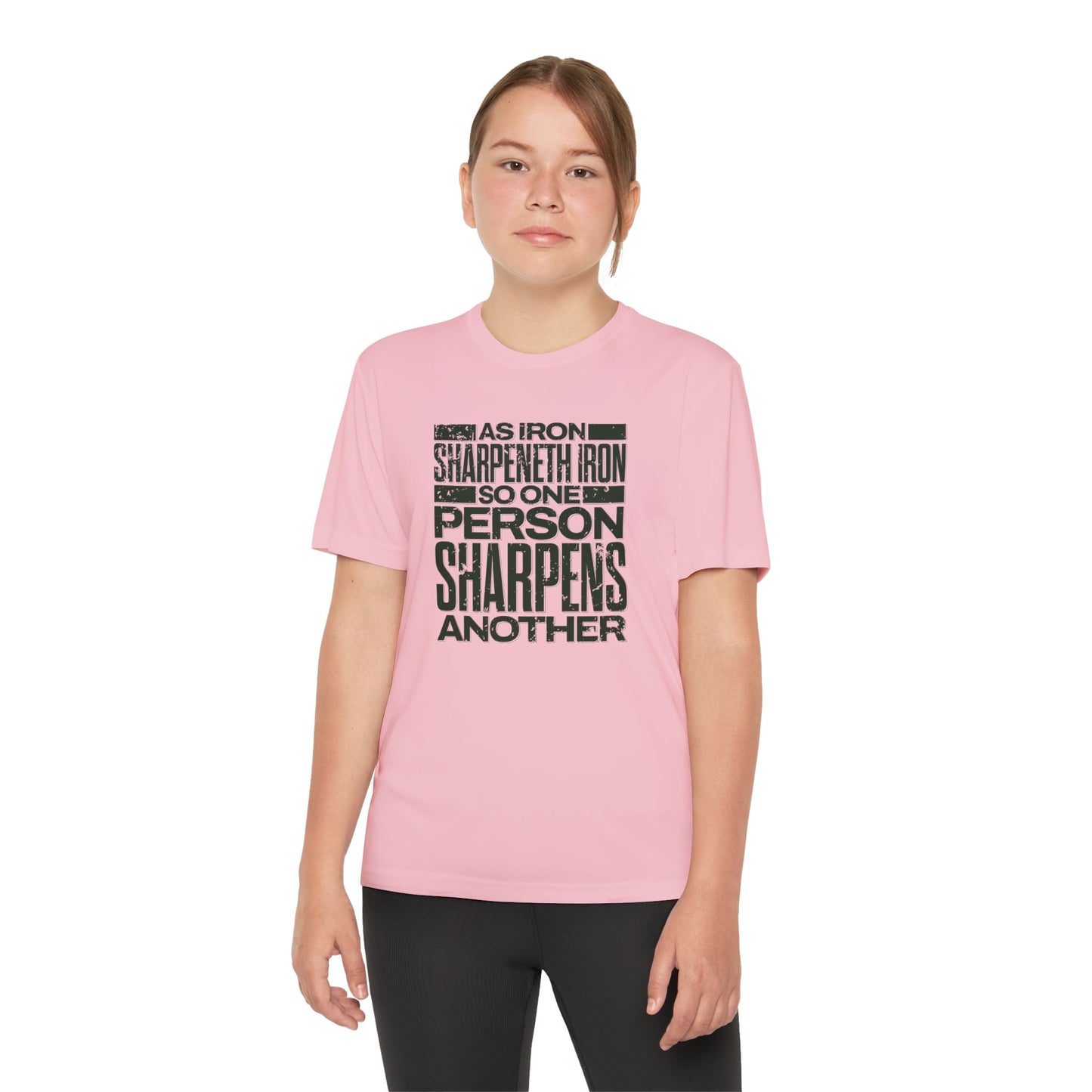 "As Iron Sharpeneth Iron So One Person Sharpens Another" Unisex Youth Competitor Tee - The Shield of Light