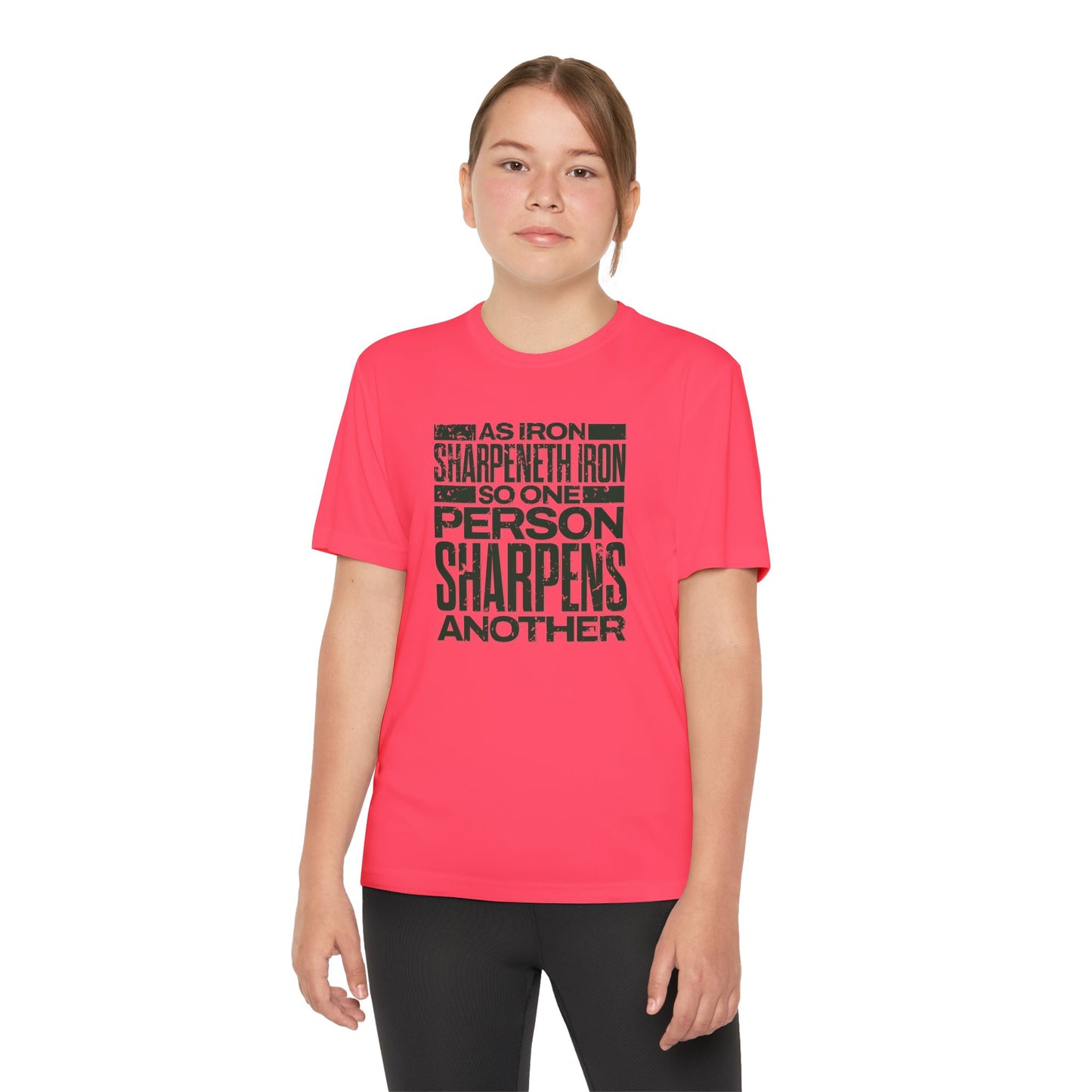 "As Iron Sharpeneth Iron So One Person Sharpens Another" Unisex Youth Competitor Tee - The Shield of Light