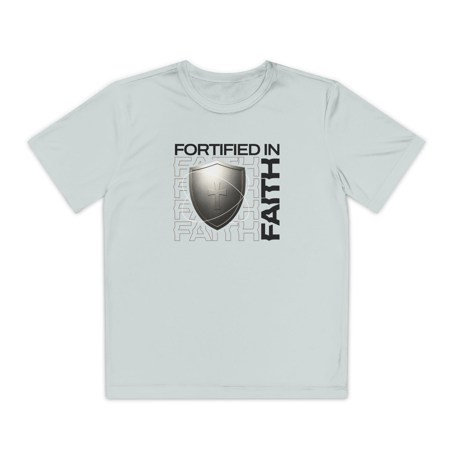 "Fortified In Faith " Unisex Youth Competitor Tee - The Shield of Light