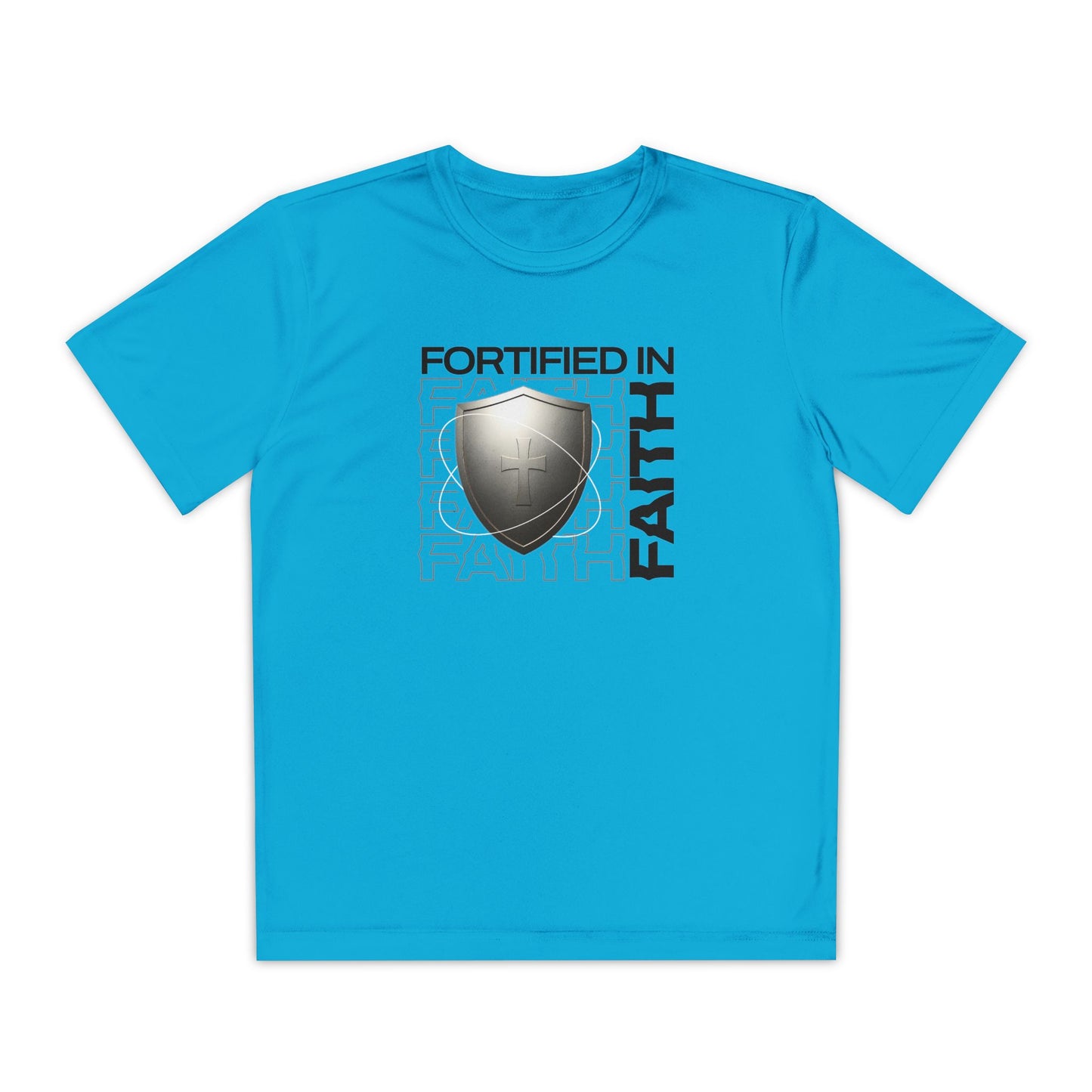 "Fortified In Faith " Unisex Youth Competitor Tee - The Shield of Light