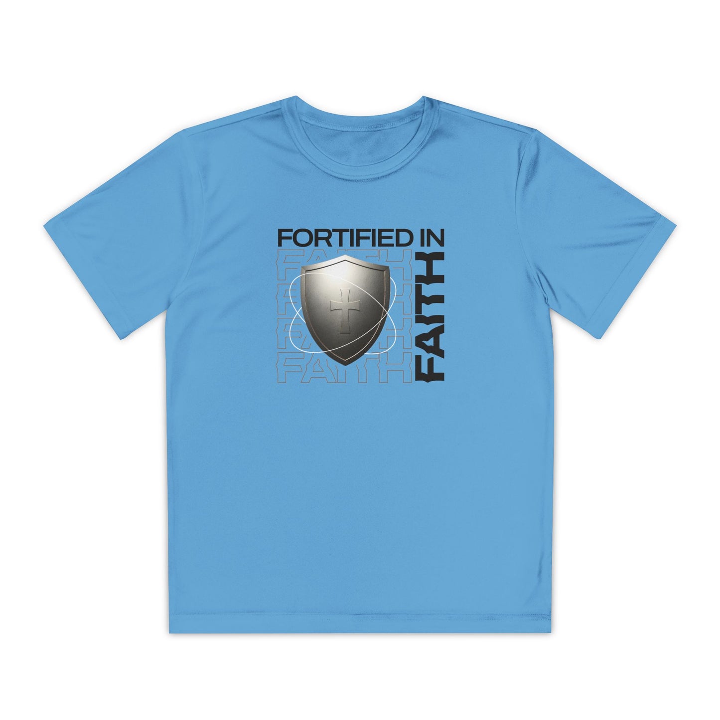 "Fortified In Faith " Unisex Youth Competitor Tee - The Shield of Light