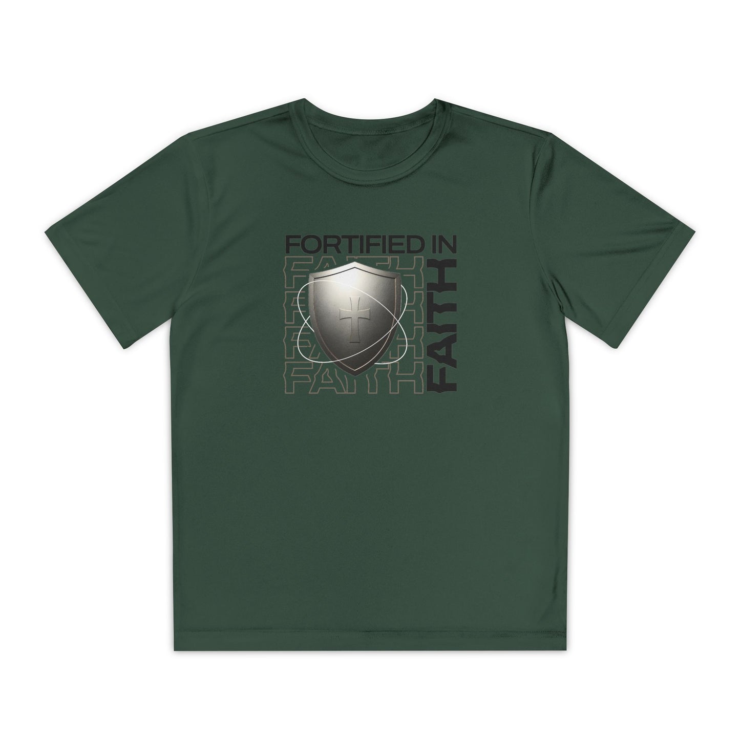 "Fortified In Faith " Unisex Youth Competitor Tee - The Shield of Light