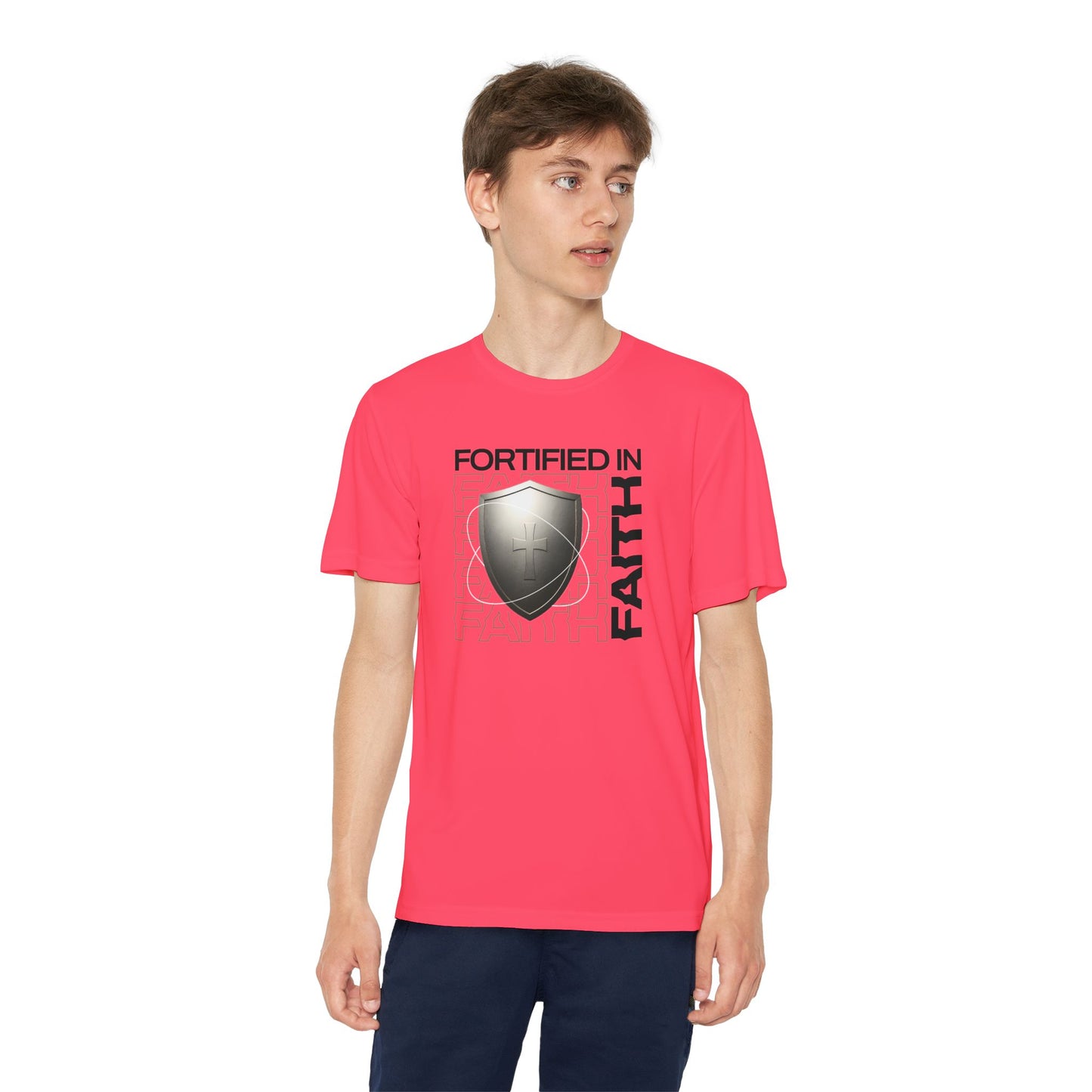 "Fortified In Faith " Unisex Youth Competitor Tee - The Shield of Light