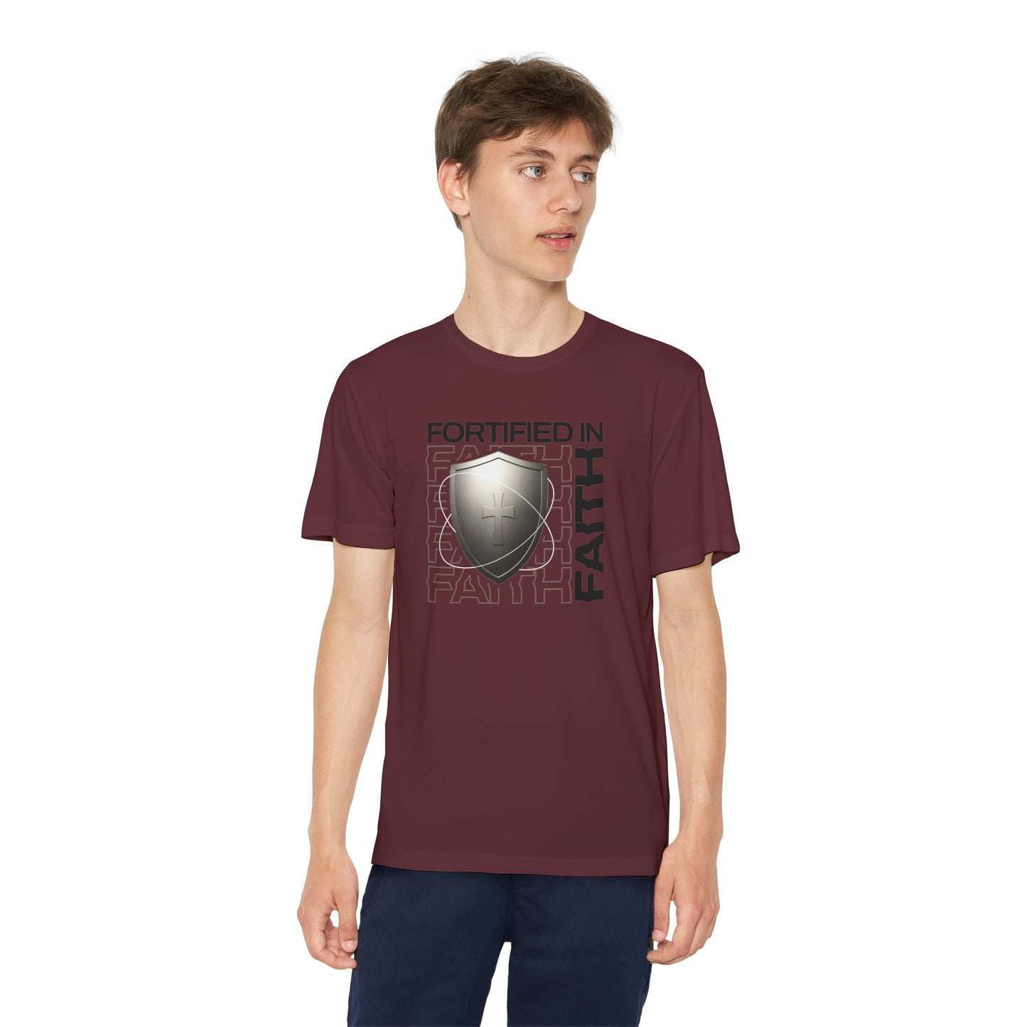"Fortified In Faith " Unisex Youth Competitor Tee - The Shield of Light