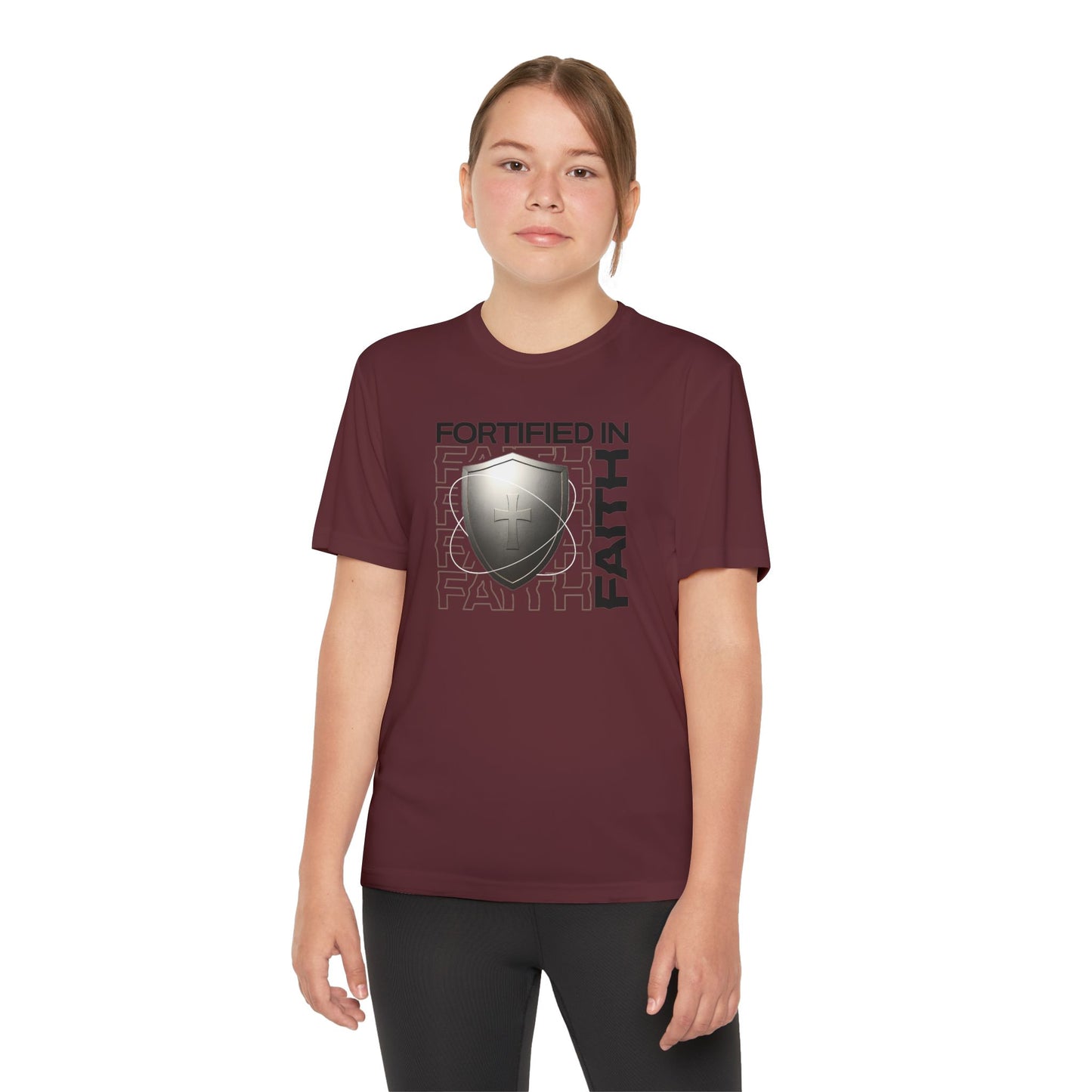 "Fortified In Faith " Unisex Youth Competitor Tee - The Shield of Light