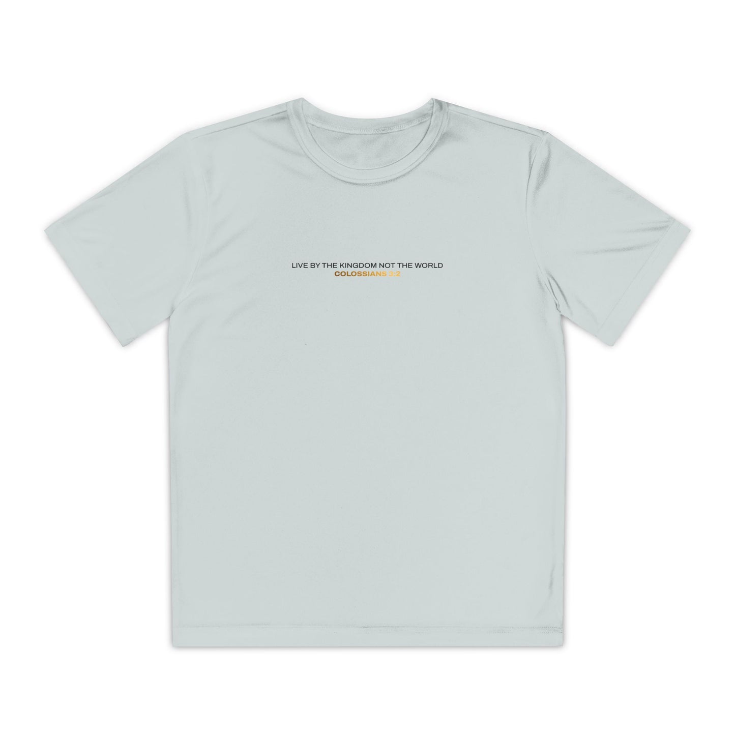 "Live By the Kingdom Not the World Colossians 3:2" Unisex Youth Competitor Tee - The Shield of Light