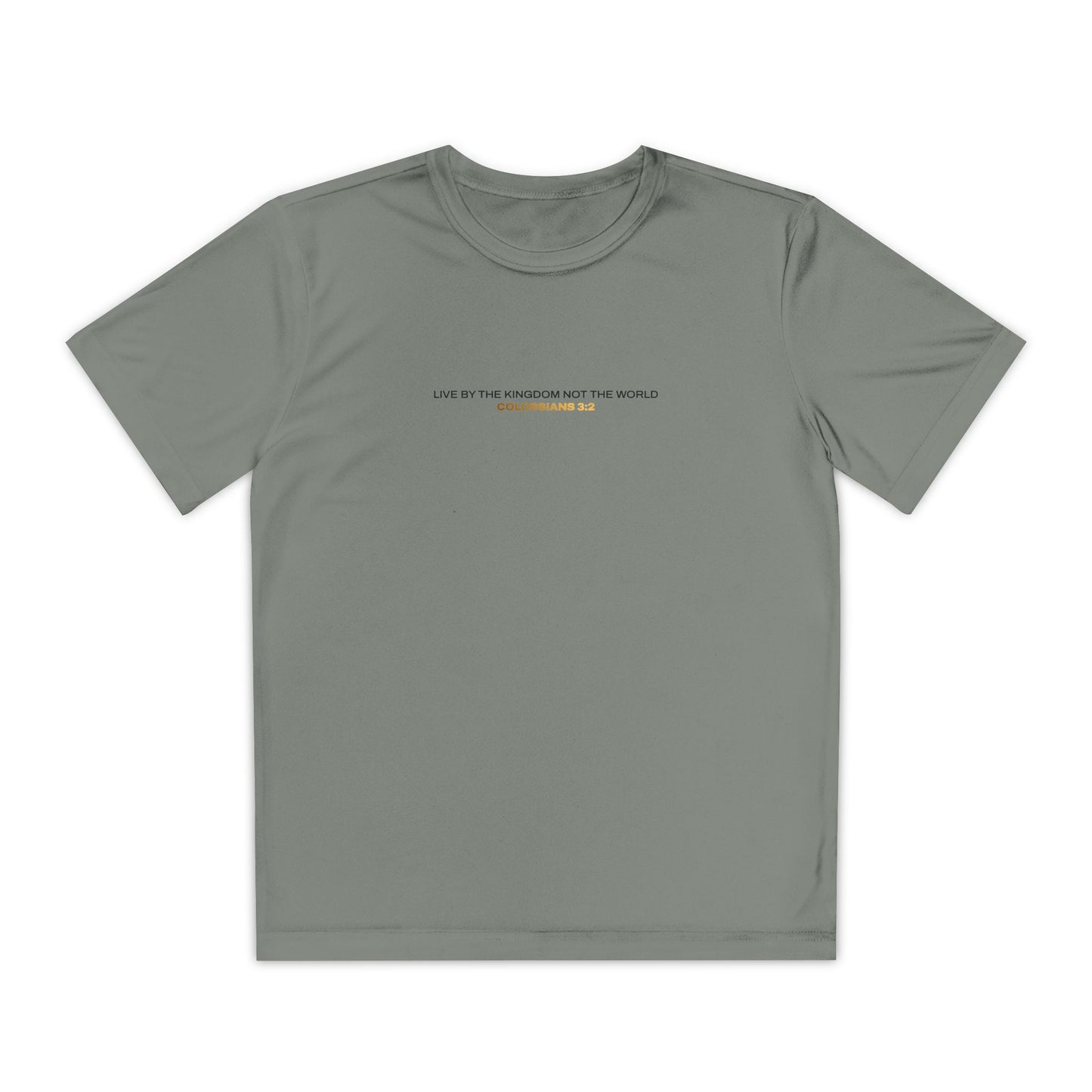 "Live By the Kingdom Not the World Colossians 3:2" Unisex Youth Competitor Tee - The Shield of Light