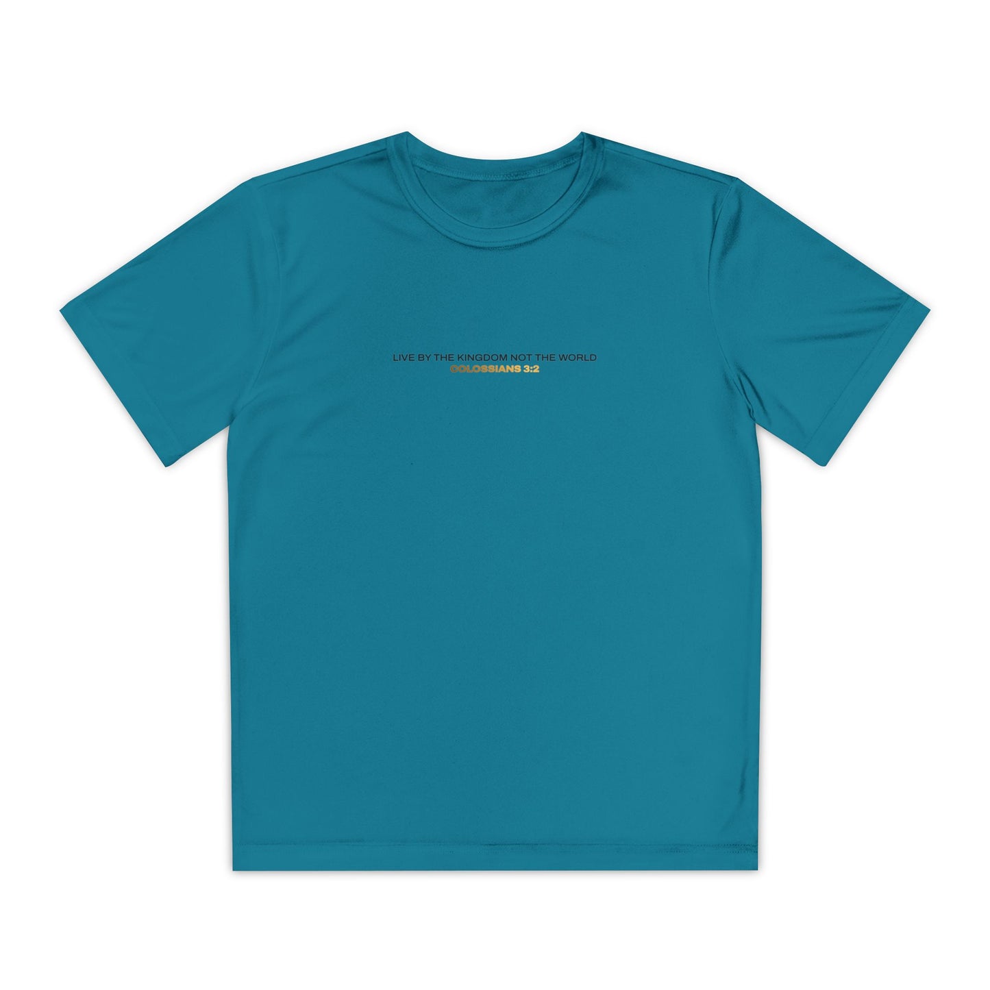 "Live By the Kingdom Not the World Colossians 3:2" Unisex Youth Competitor Tee - The Shield of Light
