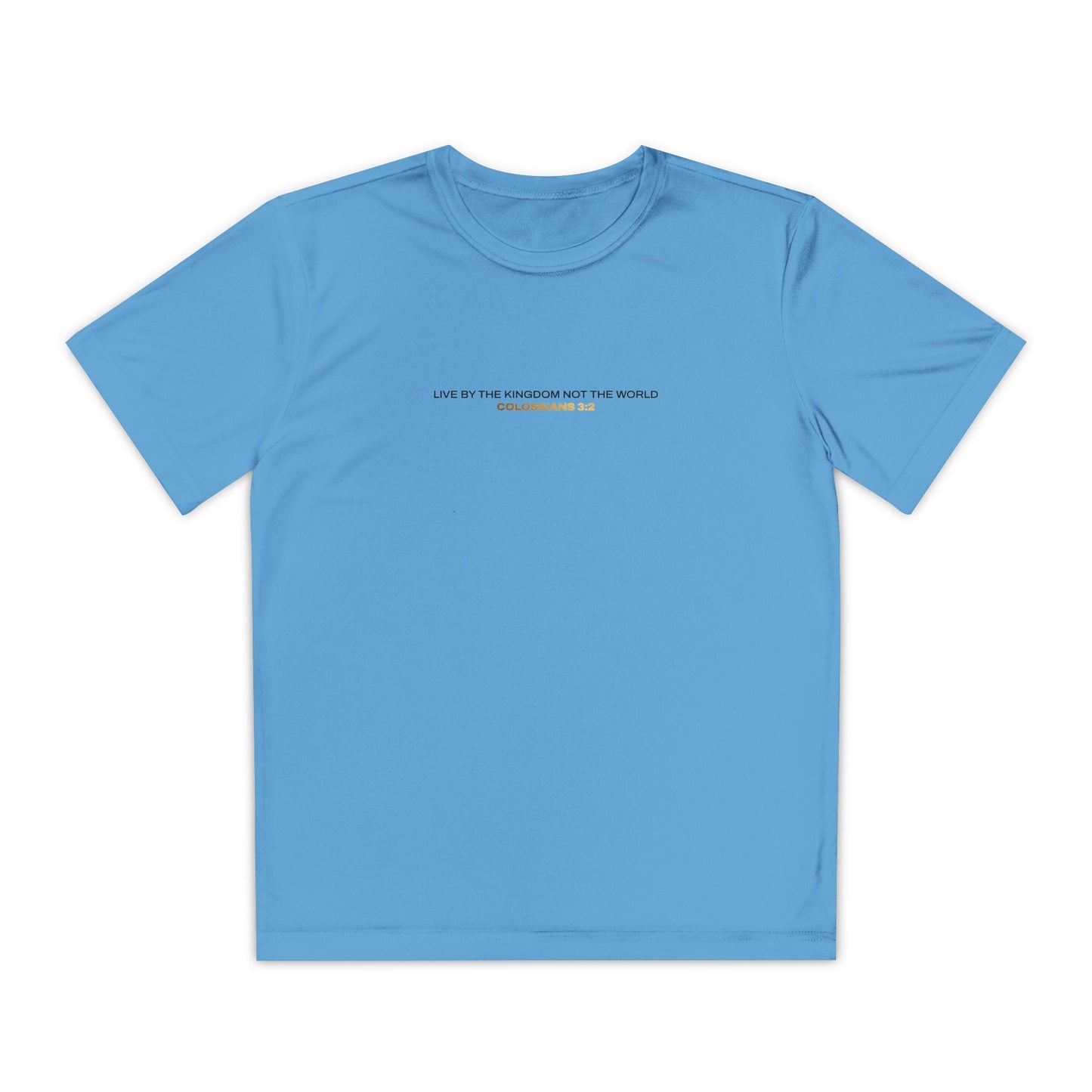 "Live By the Kingdom Not the World Colossians 3:2" Unisex Youth Competitor Tee - The Shield of Light