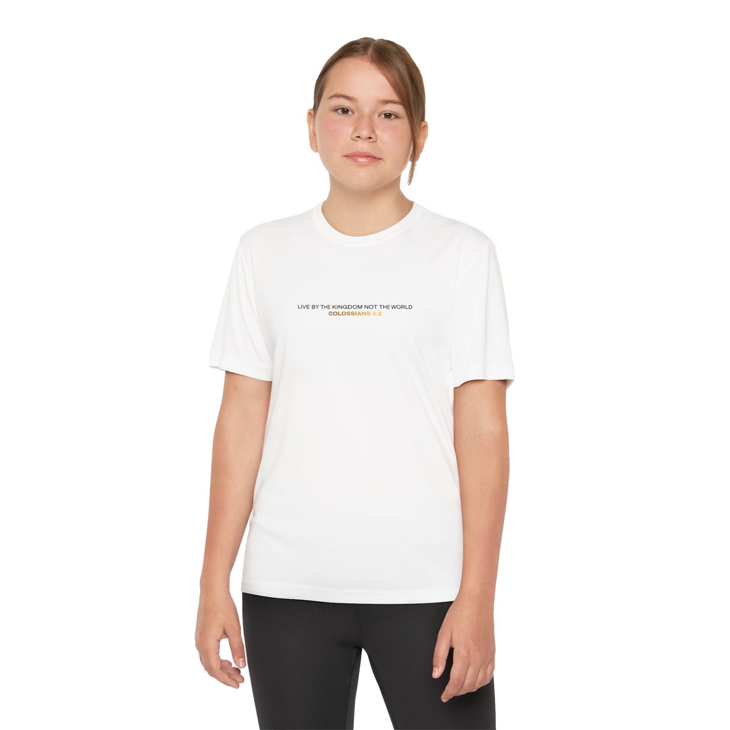 "Live By the Kingdom Not the World Colossians 3:2" Unisex Youth Competitor Tee - The Shield of Light