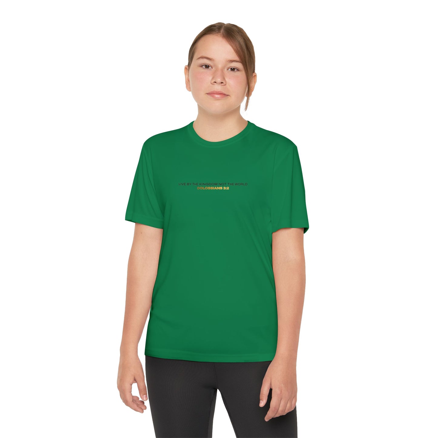 "Live By the Kingdom Not the World Colossians 3:2" Unisex Youth Competitor Tee - The Shield of Light