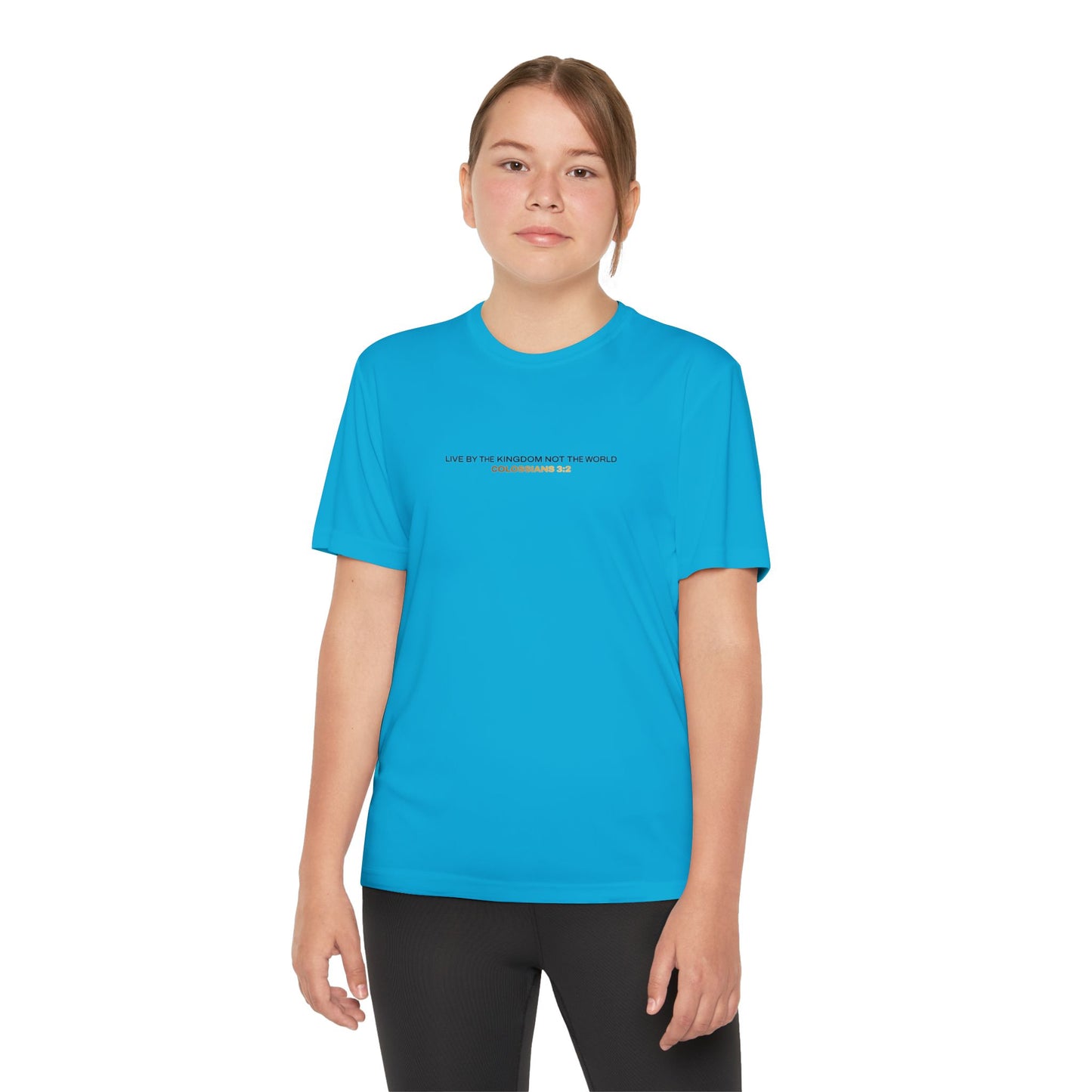 "Live By the Kingdom Not the World Colossians 3:2" Unisex Youth Competitor Tee - The Shield of Light