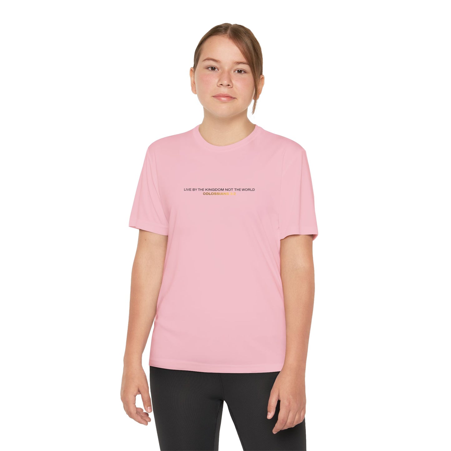 "Live By the Kingdom Not the World Colossians 3:2" Unisex Youth Competitor Tee - The Shield of Light