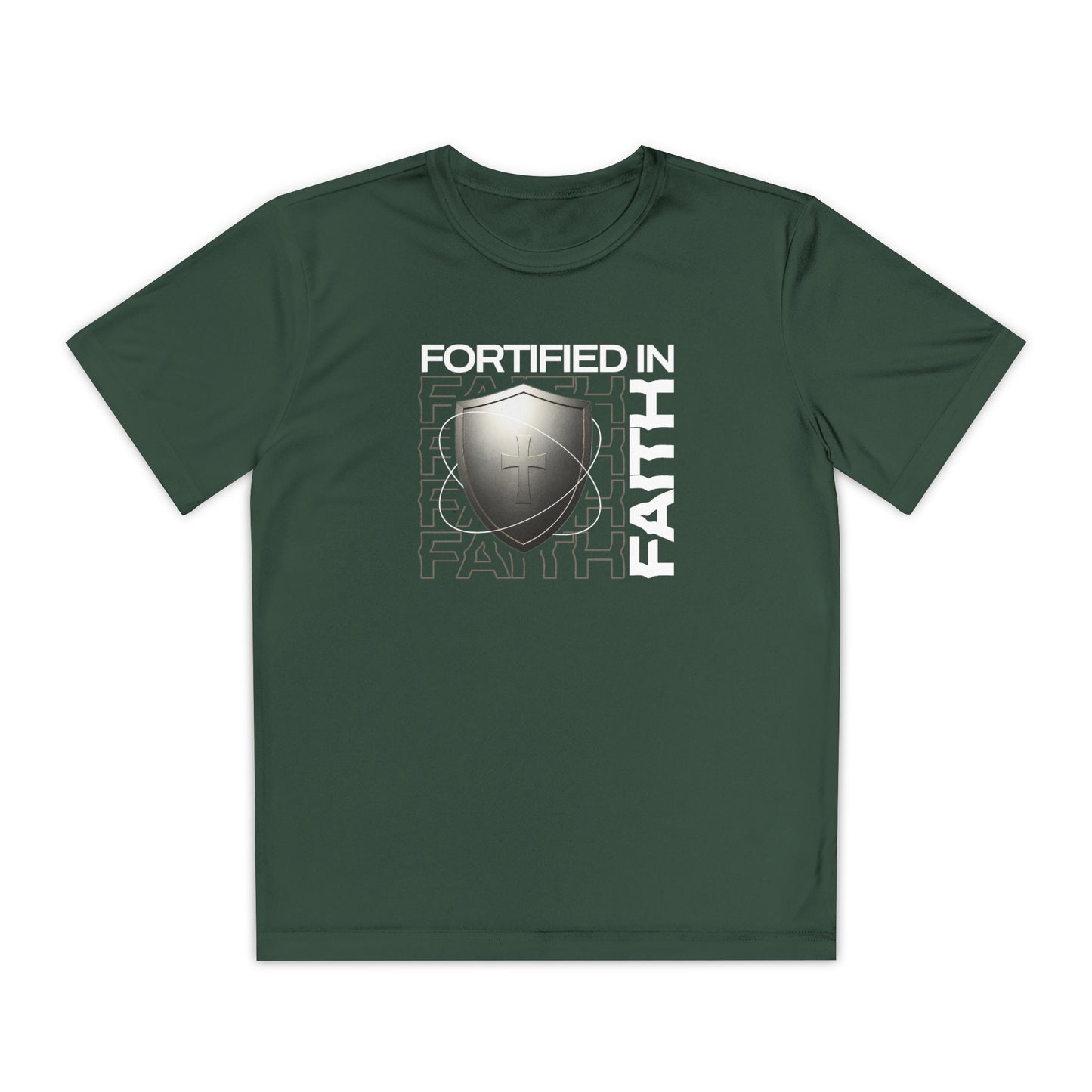 "Fortified In Faith " Unisex Youth Competitor Tee - The Shield of Light