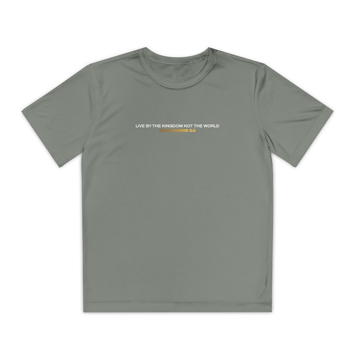 "Live By the Kingdom Not the World Colossians 3:2" Unisex Youth Competitor Tee - The Shield of Light
