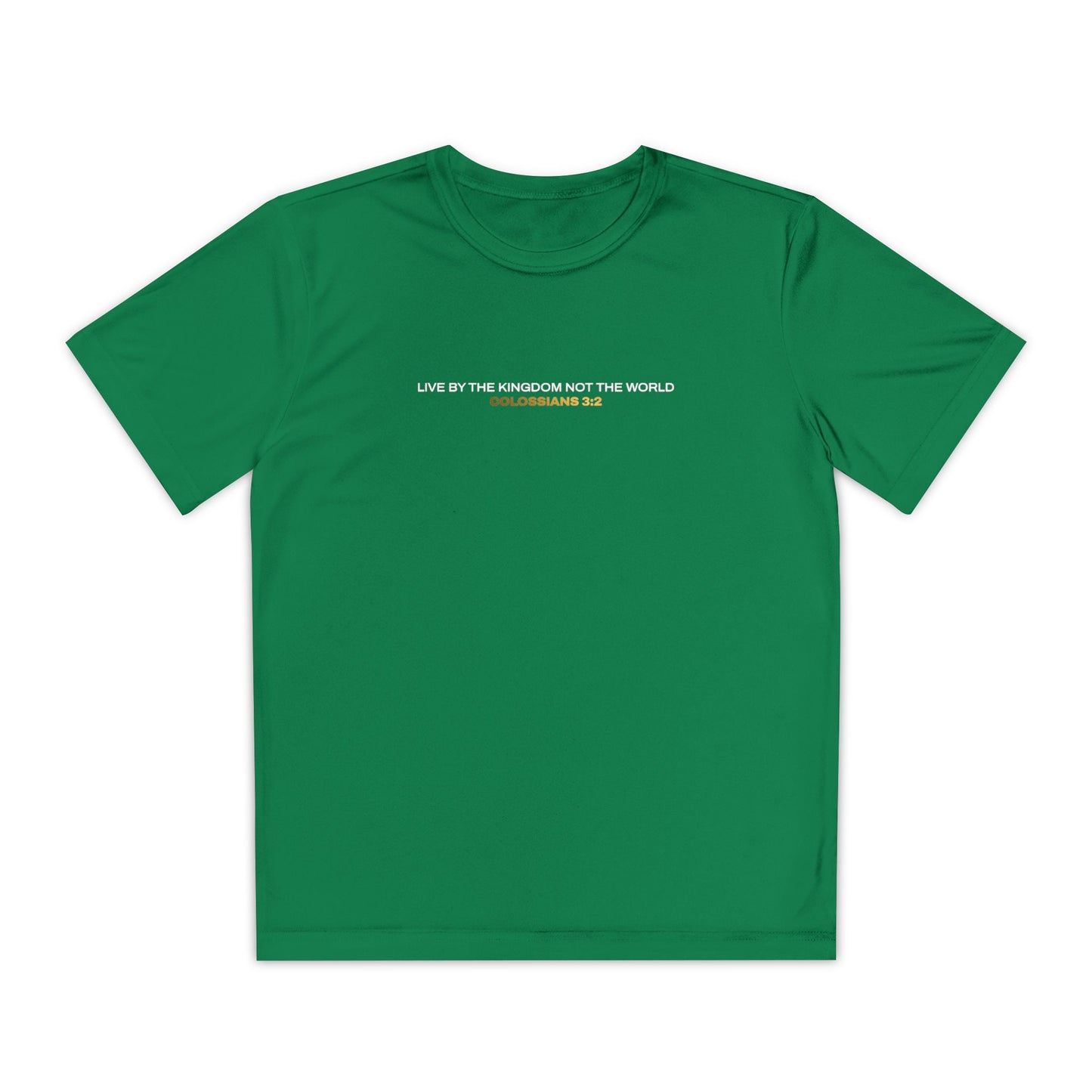 "Live By the Kingdom Not the World Colossians 3:2" Unisex Youth Competitor Tee - The Shield of Light