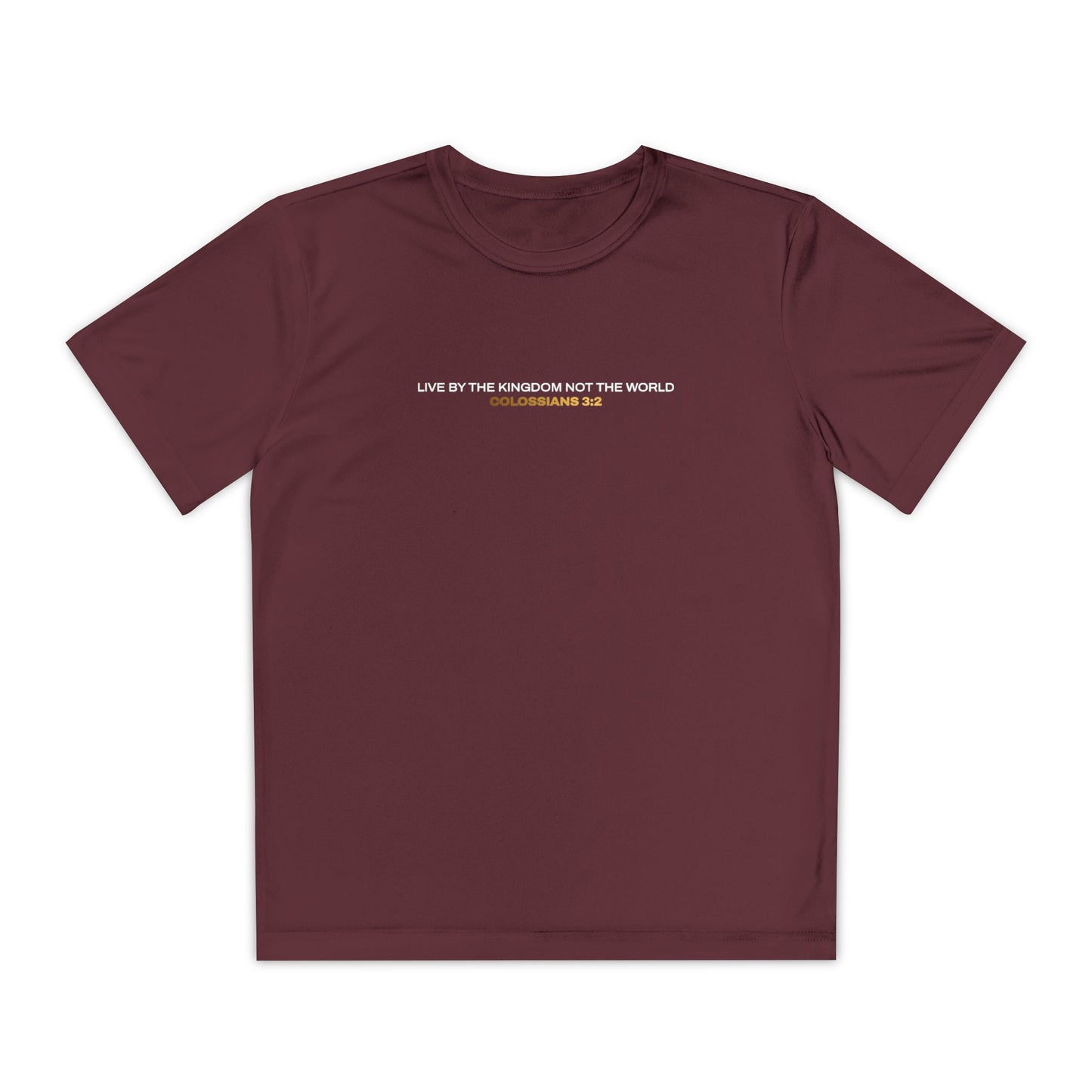 "Live By the Kingdom Not the World Colossians 3:2" Unisex Youth Competitor Tee - The Shield of Light