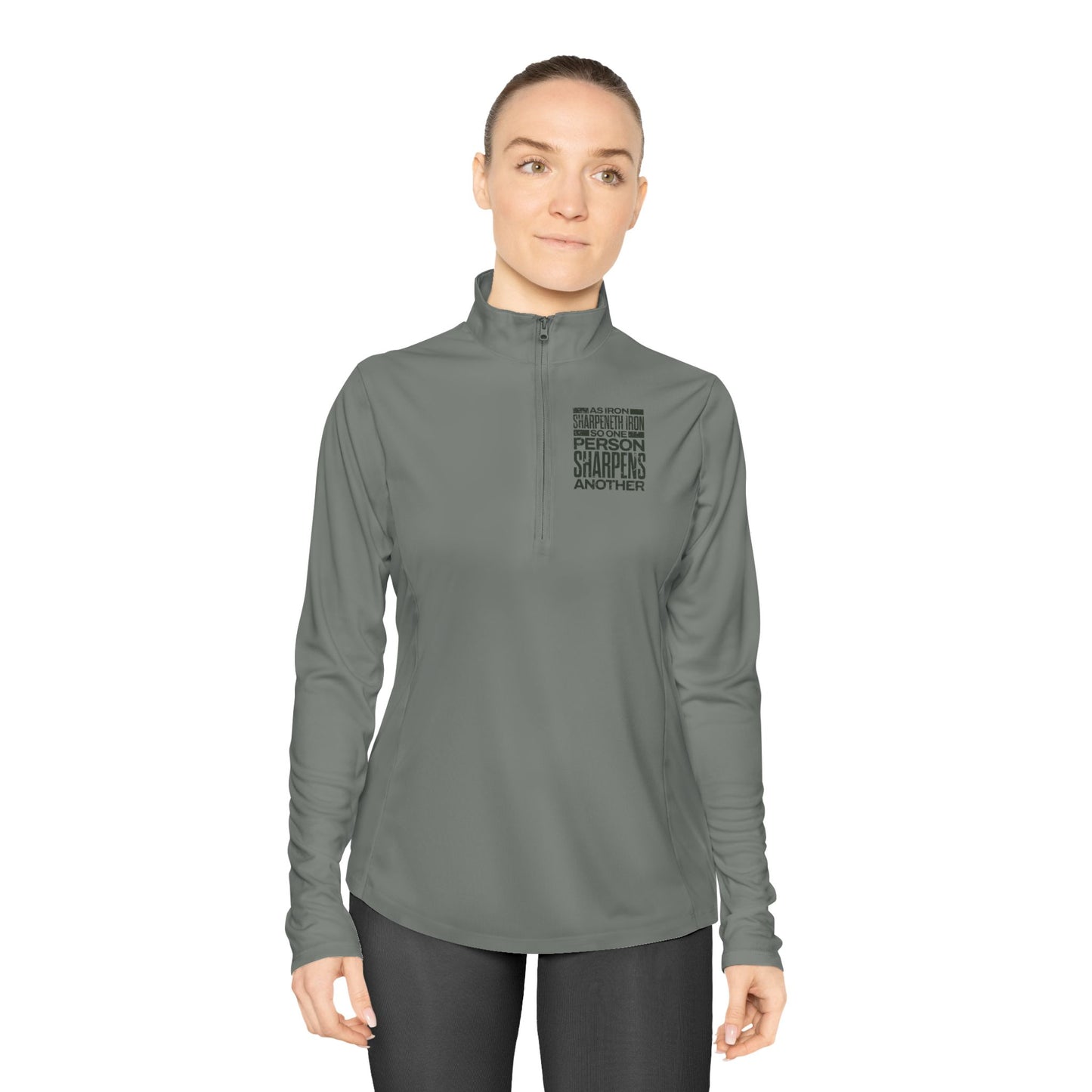 "As Iron Sharpeneth Iron So One Person Sharpens Another" Unisex Ladies Quarter-Zip Pullover - The Shield of Light