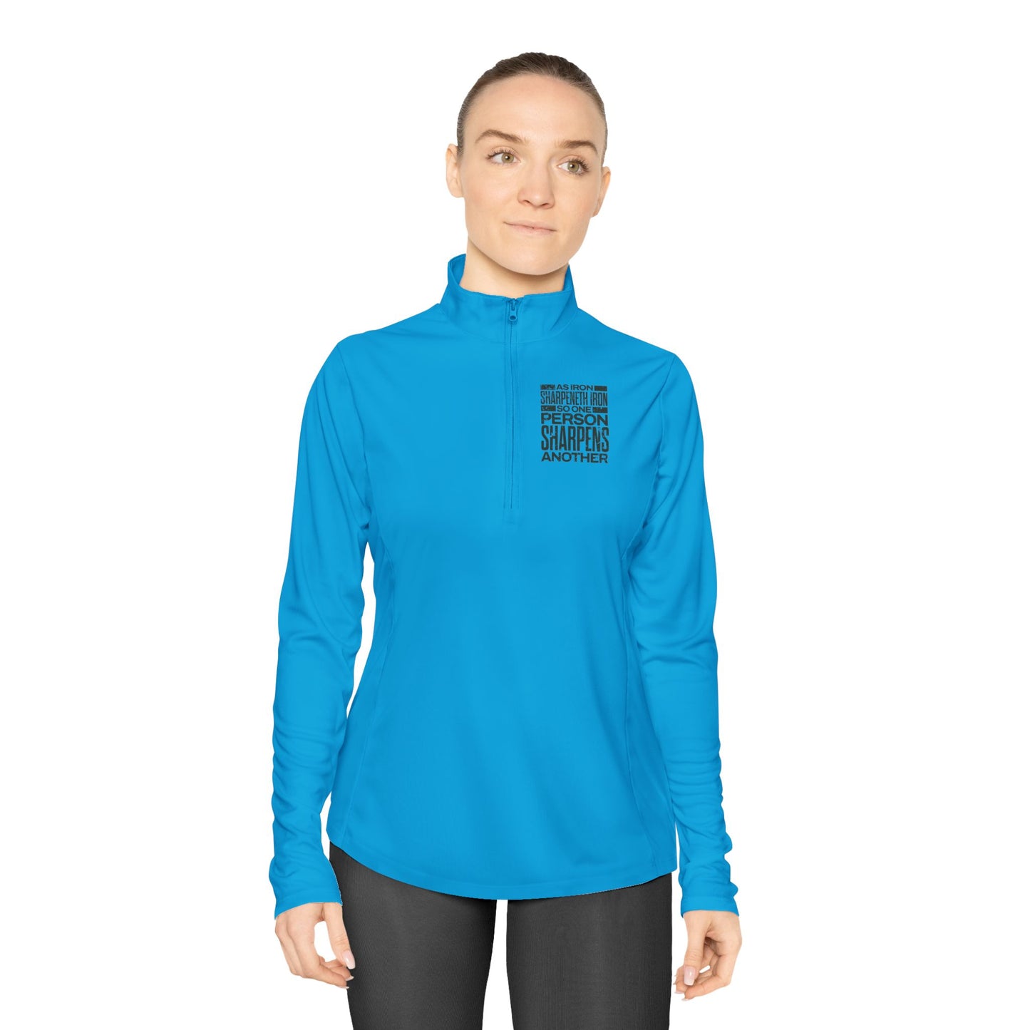 "As Iron Sharpeneth Iron So One Person Sharpens Another" Unisex Ladies Quarter-Zip Pullover - The Shield of Light