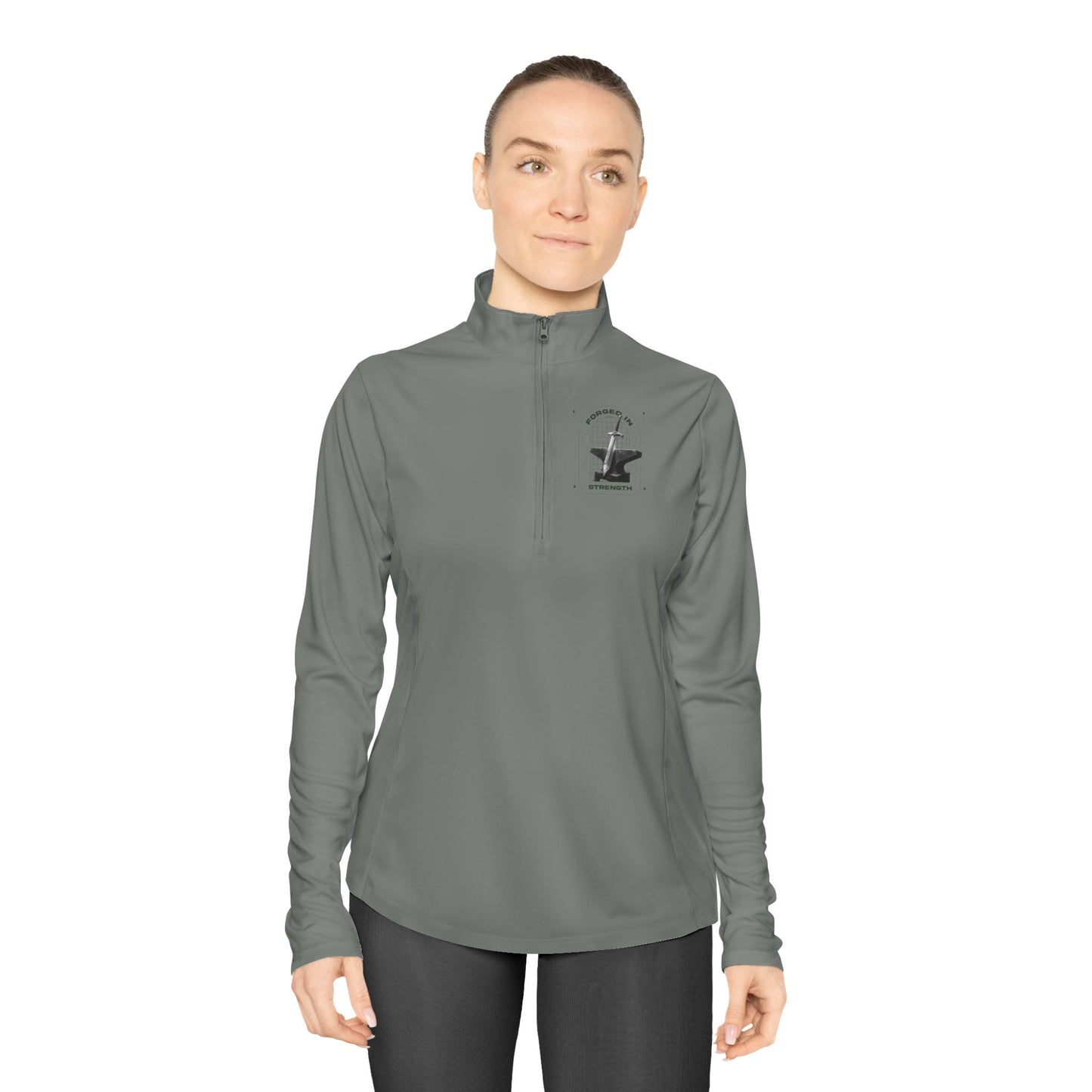 "Forged In Strength" Unisex Ladies Quarter-Zip Pullover - The Shield of Light