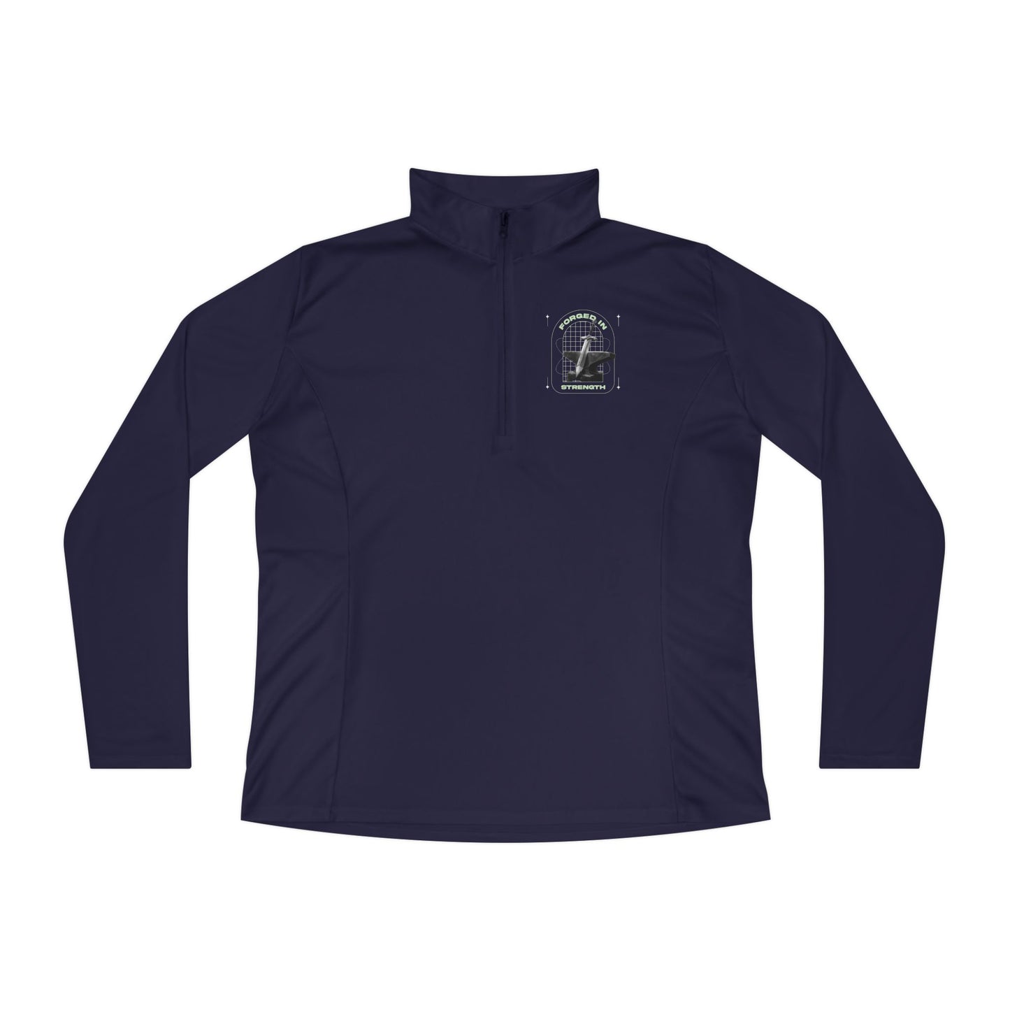 "Forged In Strength" Unisex Ladies Quarter-Zip Pullover - The Shield of Light