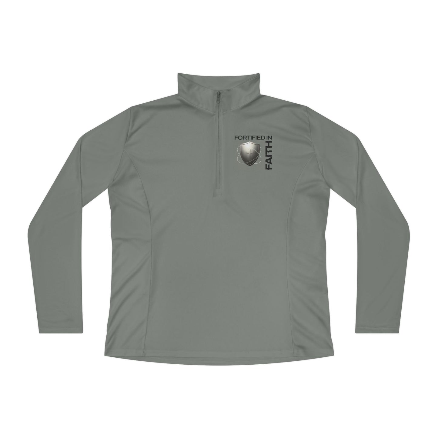 "Fortified In Faith " Unisex Ladies Quarter-Zip Pullover - The Shield of Light
