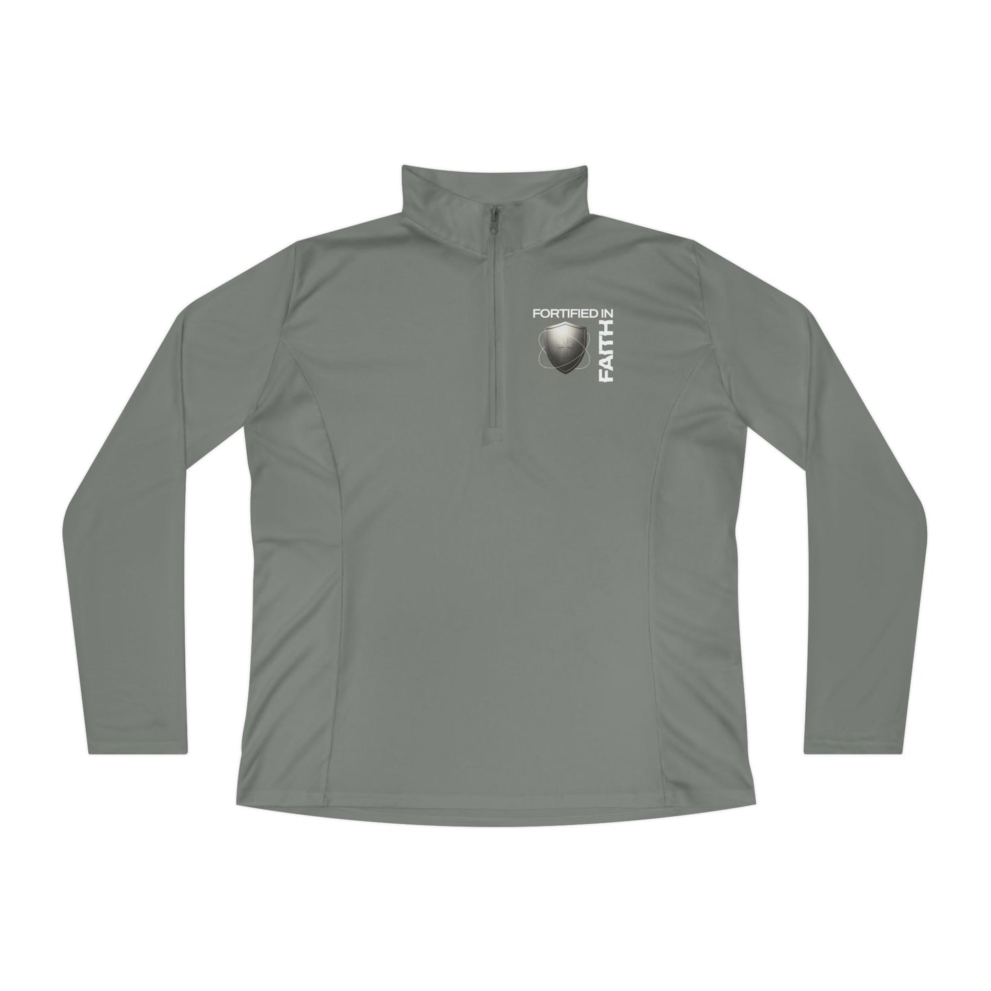 "Fortified In Faith " Unisex Ladies Quarter-Zip Pullover - The Shield of Light