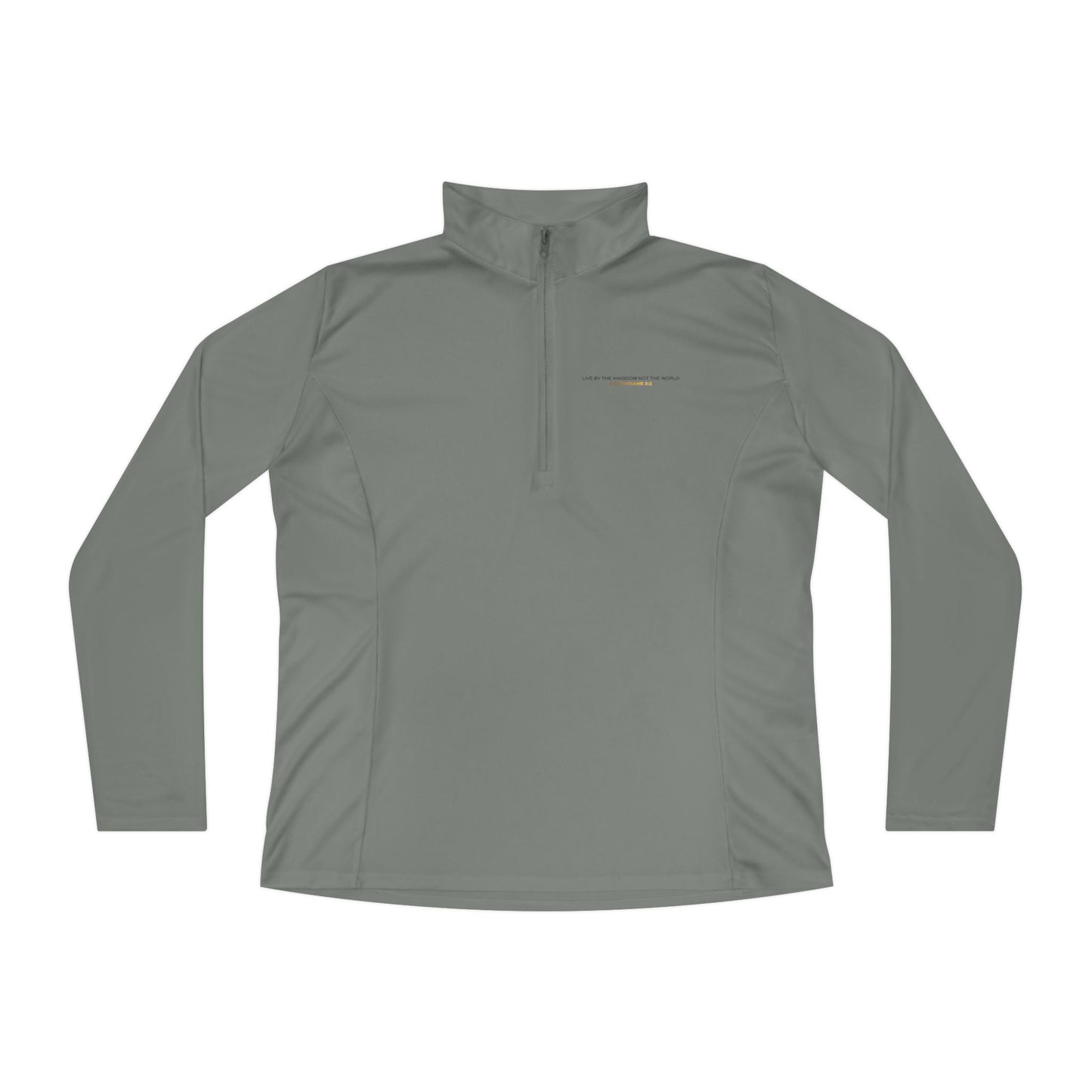 "Live By the Kingdom Not the World Colossians 3:2" Unisex Ladies Quarter-Zip Pullover - The Shield of Light