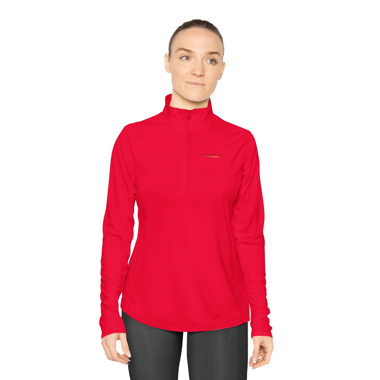 "Live By the Kingdom Not the World Colossians 3:2" Unisex Ladies Quarter-Zip Pullover - The Shield of Light