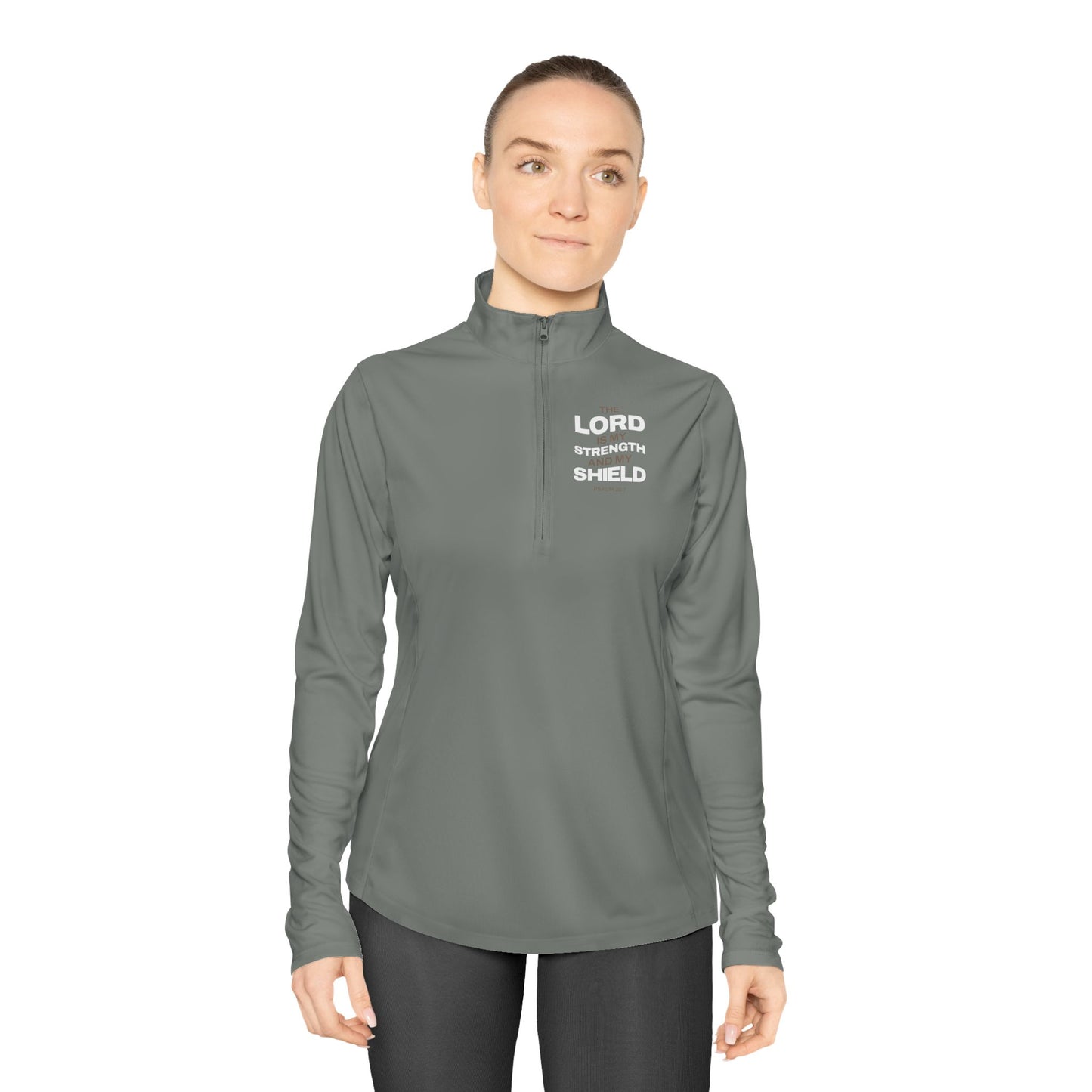 "The Lord Is My Strength and My Shield Psalm 28:7" Unisex Ladies Quarter-Zip Pullover - The Shield of Light