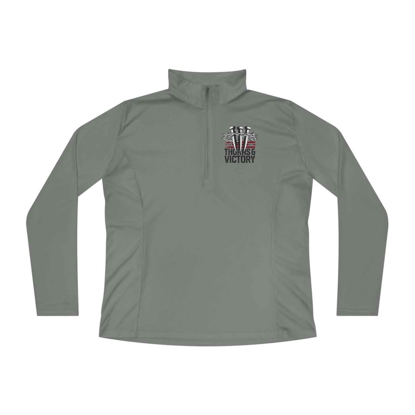 "Thorns & Victory" Unisex Ladies Quarter-Zip Pullover - The Shield of Light