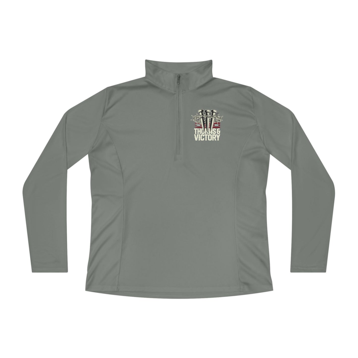 "Thorns & Victory" Unisex Ladies Quarter-Zip Pullover - The Shield of Light