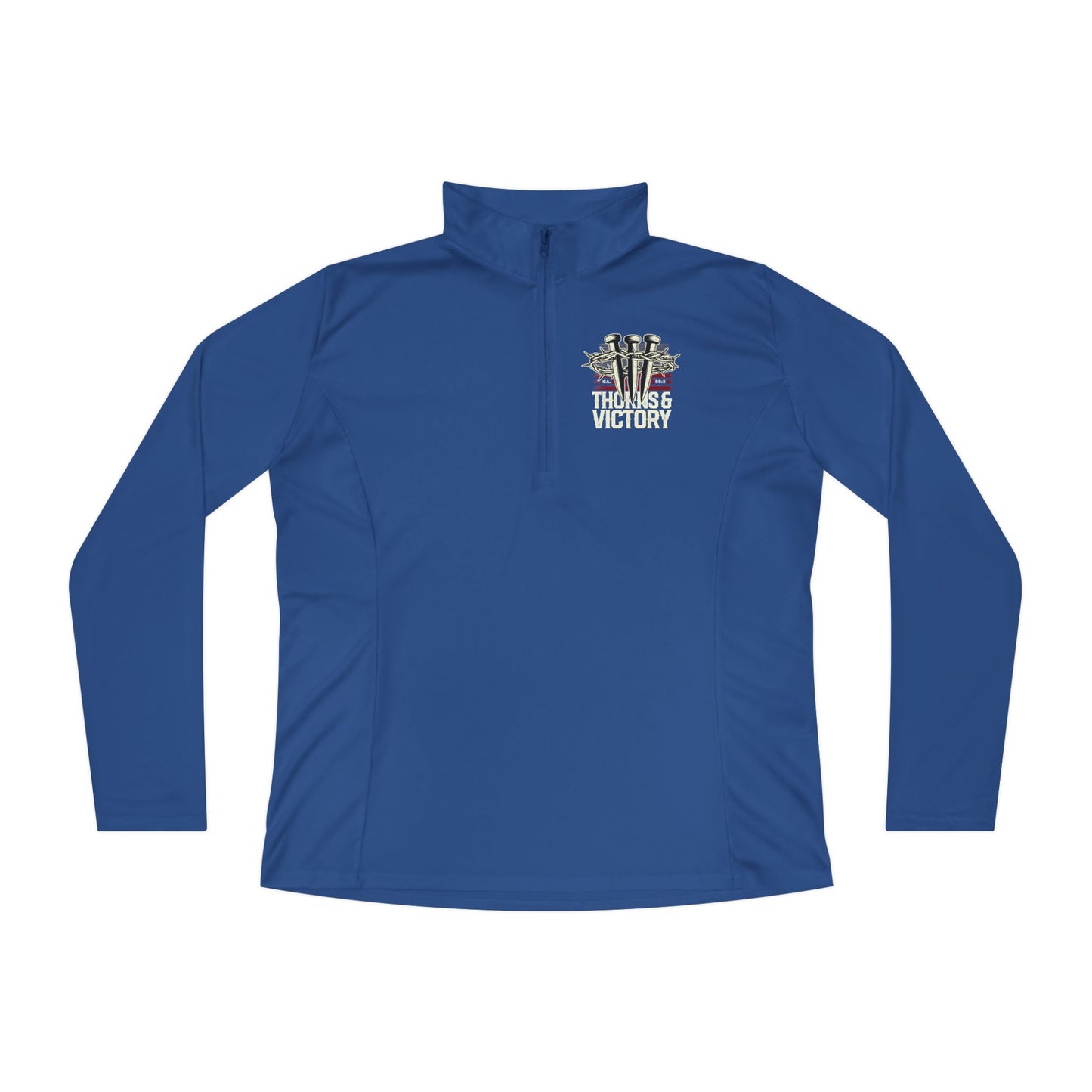 "Thorns & Victory" Unisex Ladies Quarter-Zip Pullover - The Shield of Light