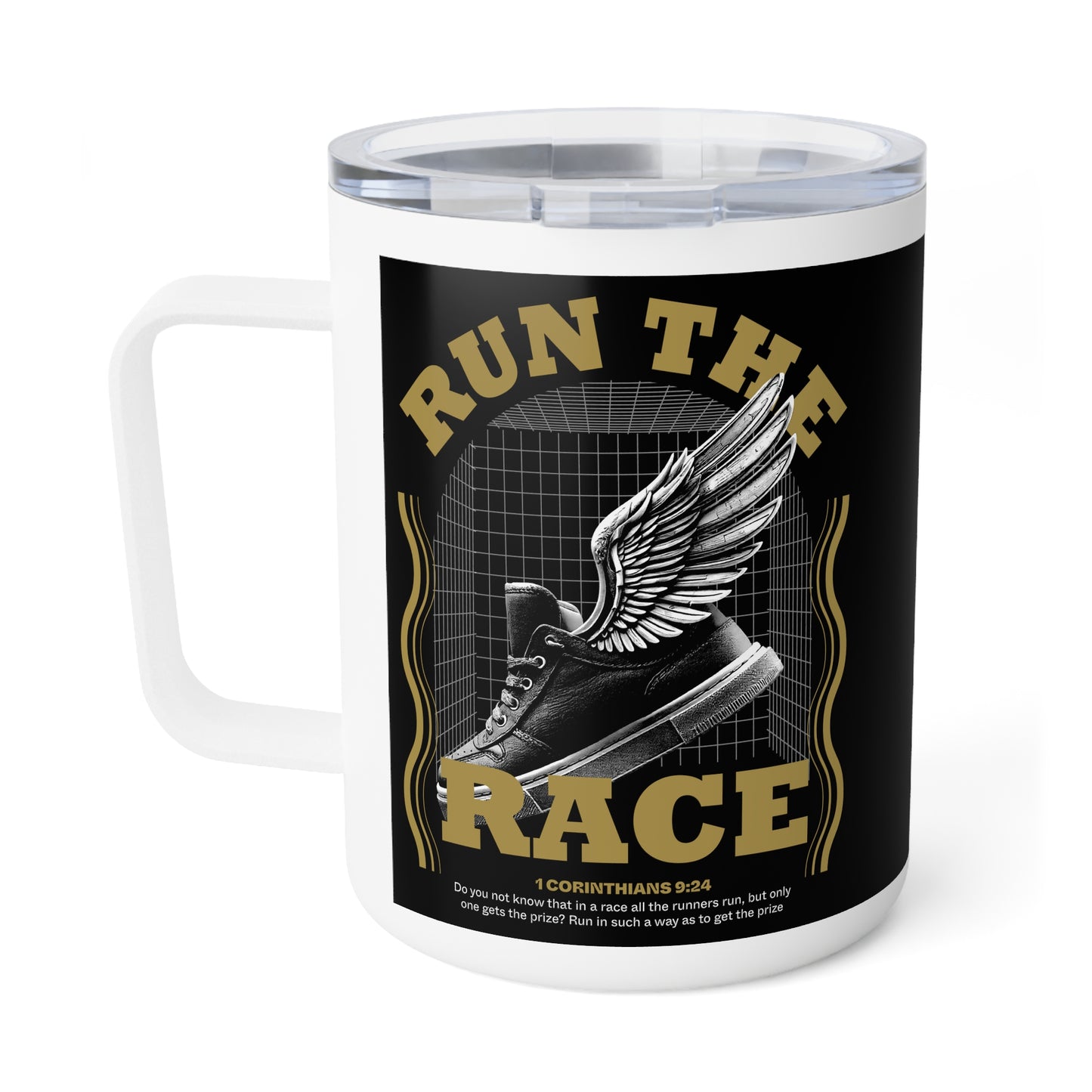 "Run The Race" Unisex Insulated Coffee Mug, 10oz - The Shield of Light