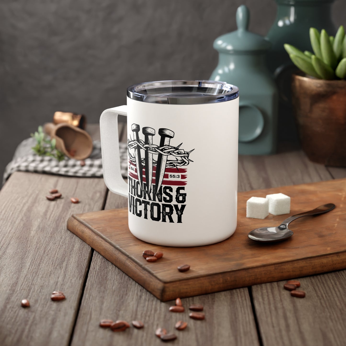 "Thorns & Victory" Unisex Insulated Coffee Mug, 10oz - The Shield of Light