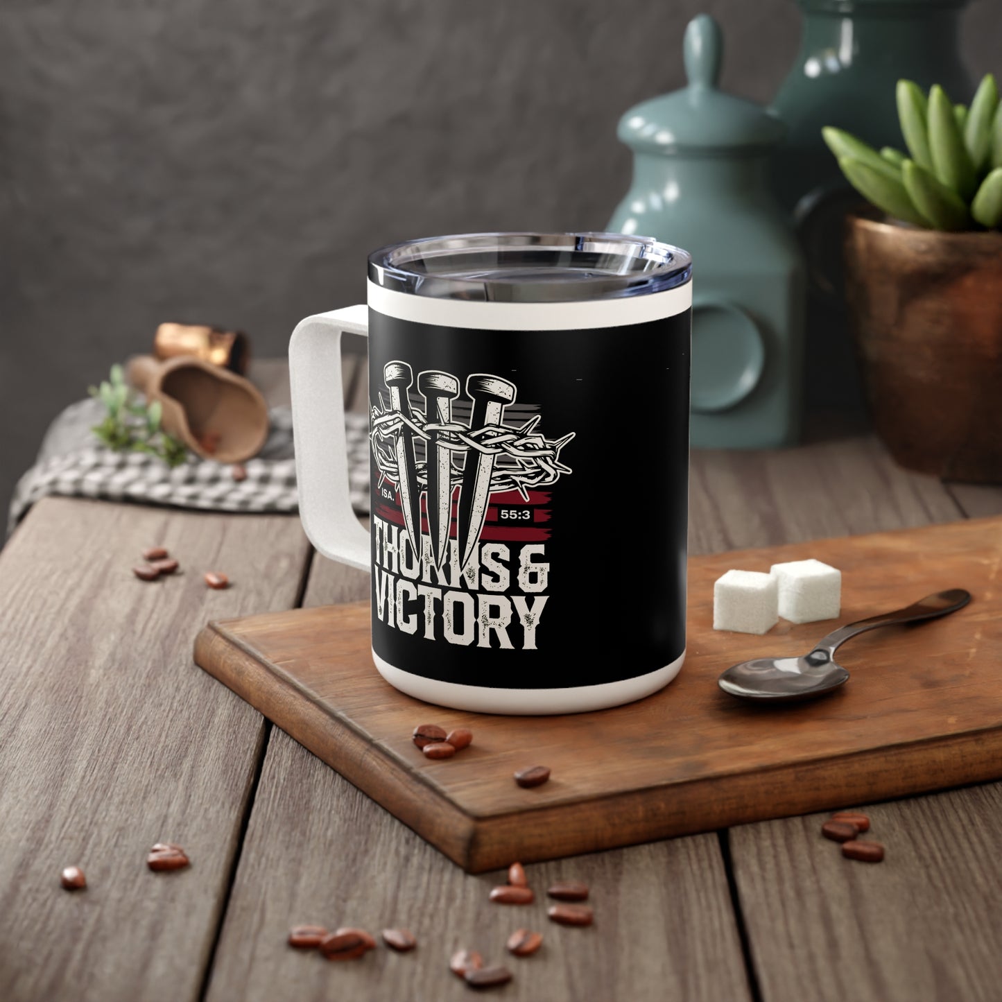 "Thorns & Victory" Unisex Insulated Coffee Mug, 10oz - The Shield of Light