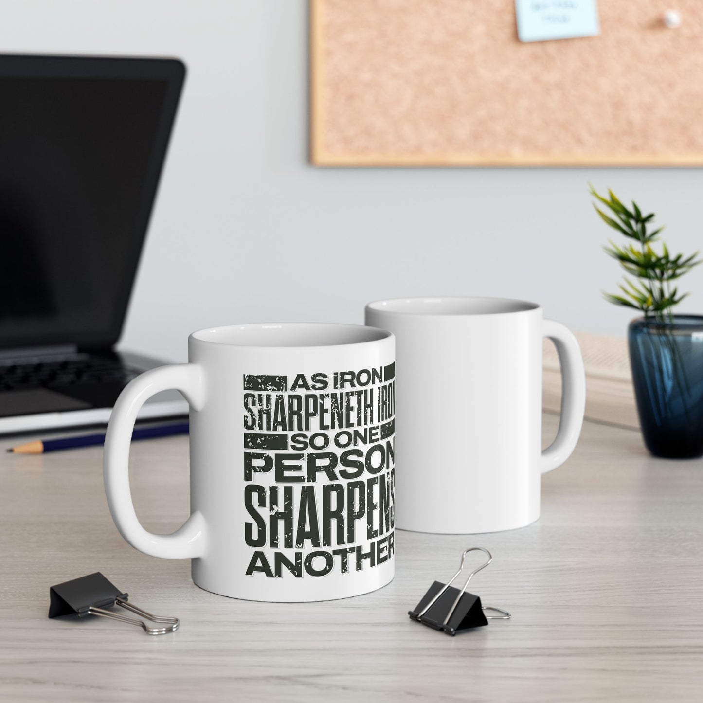 "As Iron Sharpeneth Iron So One Person Sharpens Another" Unisex Ceramic Mug 11oz/15oz, - The Shield of Light