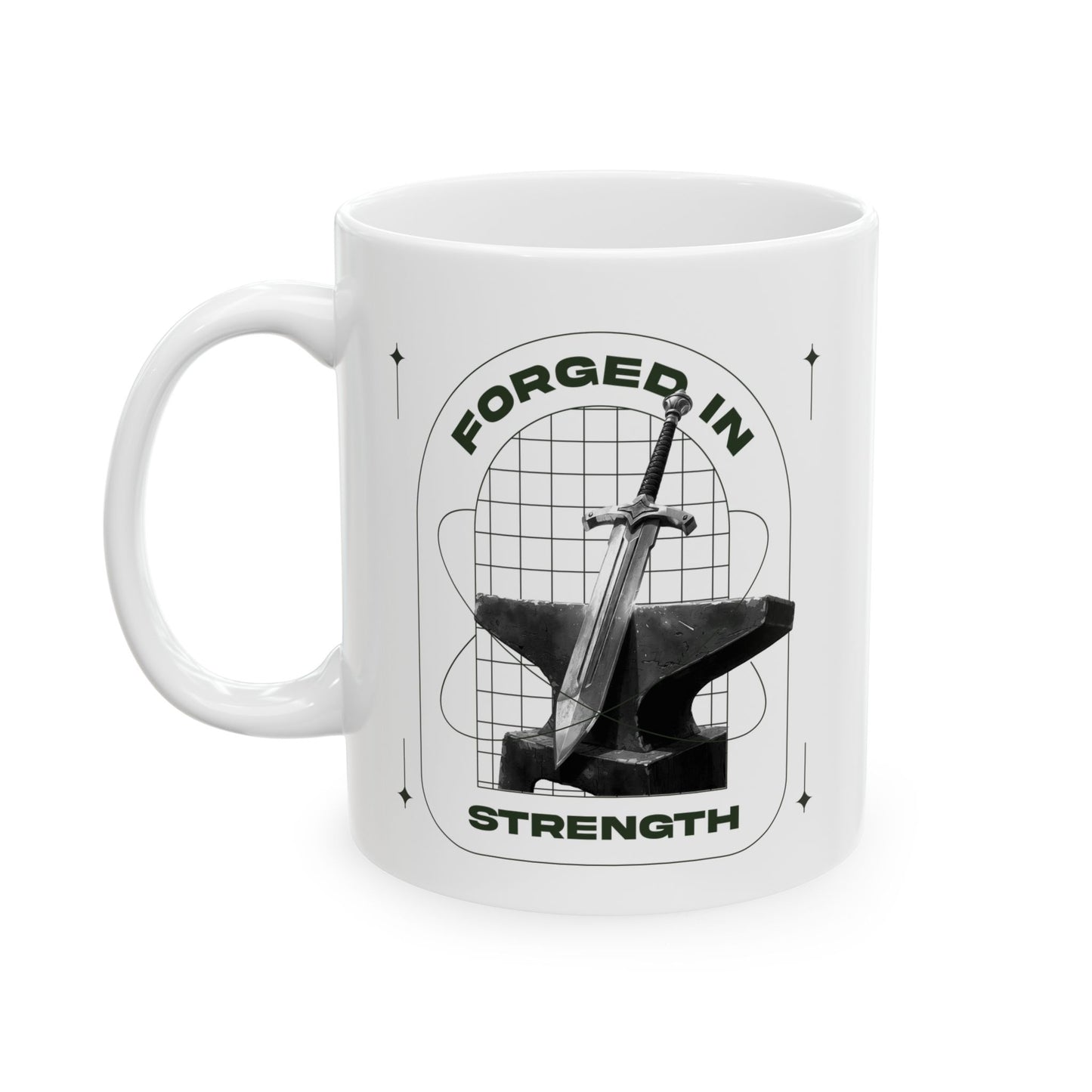 "Forged In Strength" Unisex Ceramic Mug 11oz/15oz, - The Shield of Light