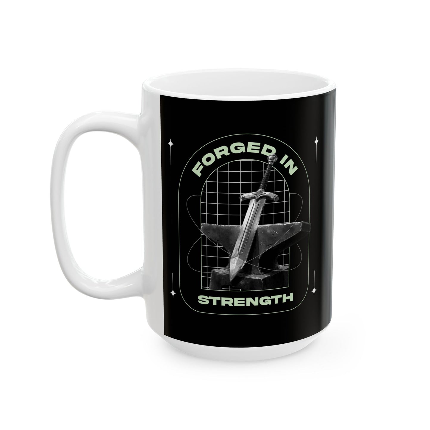 "Forged In Strength" Unisex Ceramic Mug 11oz/15oz, - The Shield of Light
